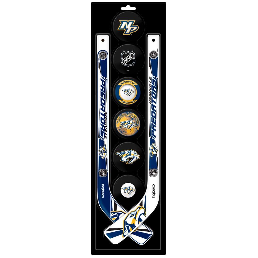 The Sports Vault Nashville Predators Mini Hockey Stick & Foam Puck Eight-Piece Set
