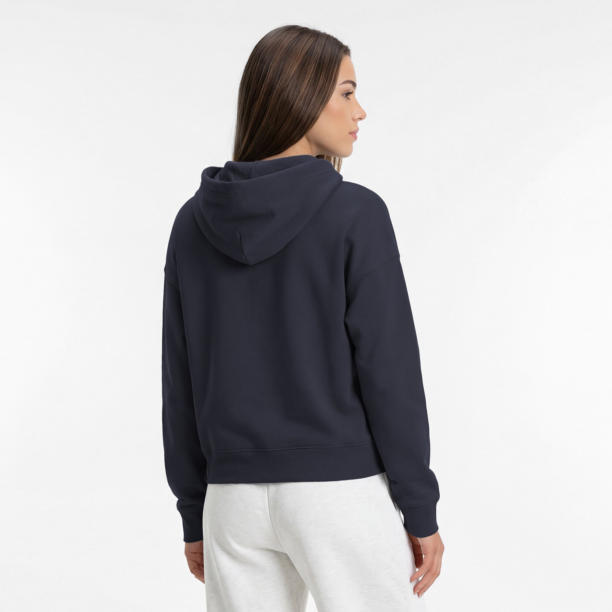 Women's Champion Navy Nashville Predators Arched Pill Box Hoodie