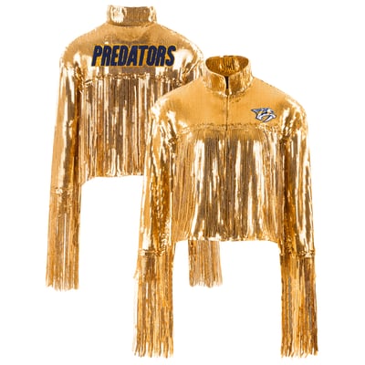  Nashville Predators FABGATING by Cuce Women's Cropped Sequin Fringe Blazer - Gold