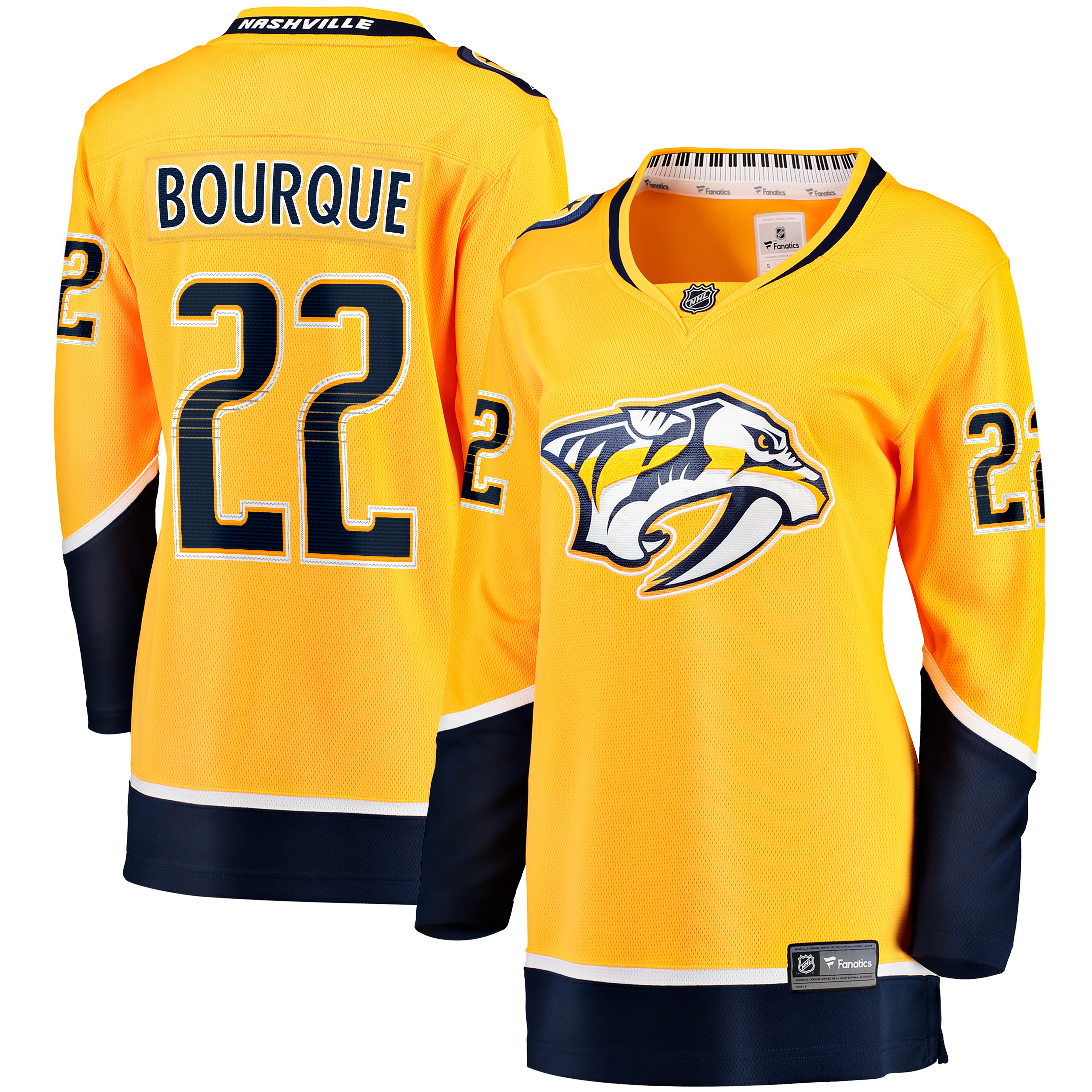 Women's Fanatics Mavrik Bourque Gold Nashville Predators Home Breakaway Jersey