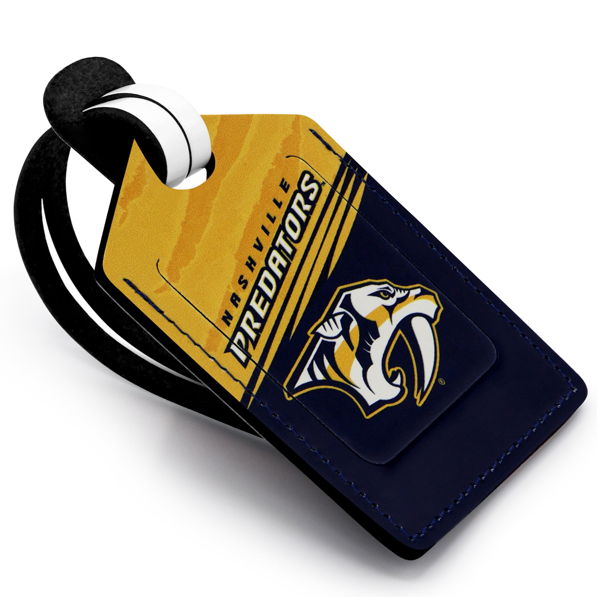 Yellow Nashville Predators Personalized Leather Luggage Tag