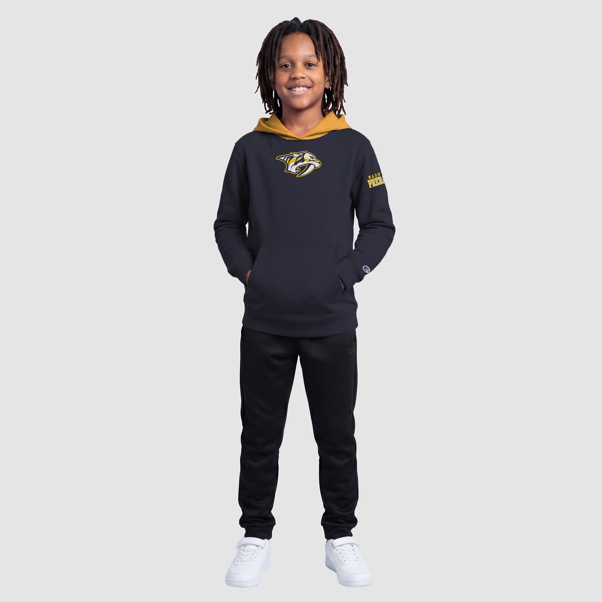 Youth Champion Navy Nashville Predators Fleece Hoodie