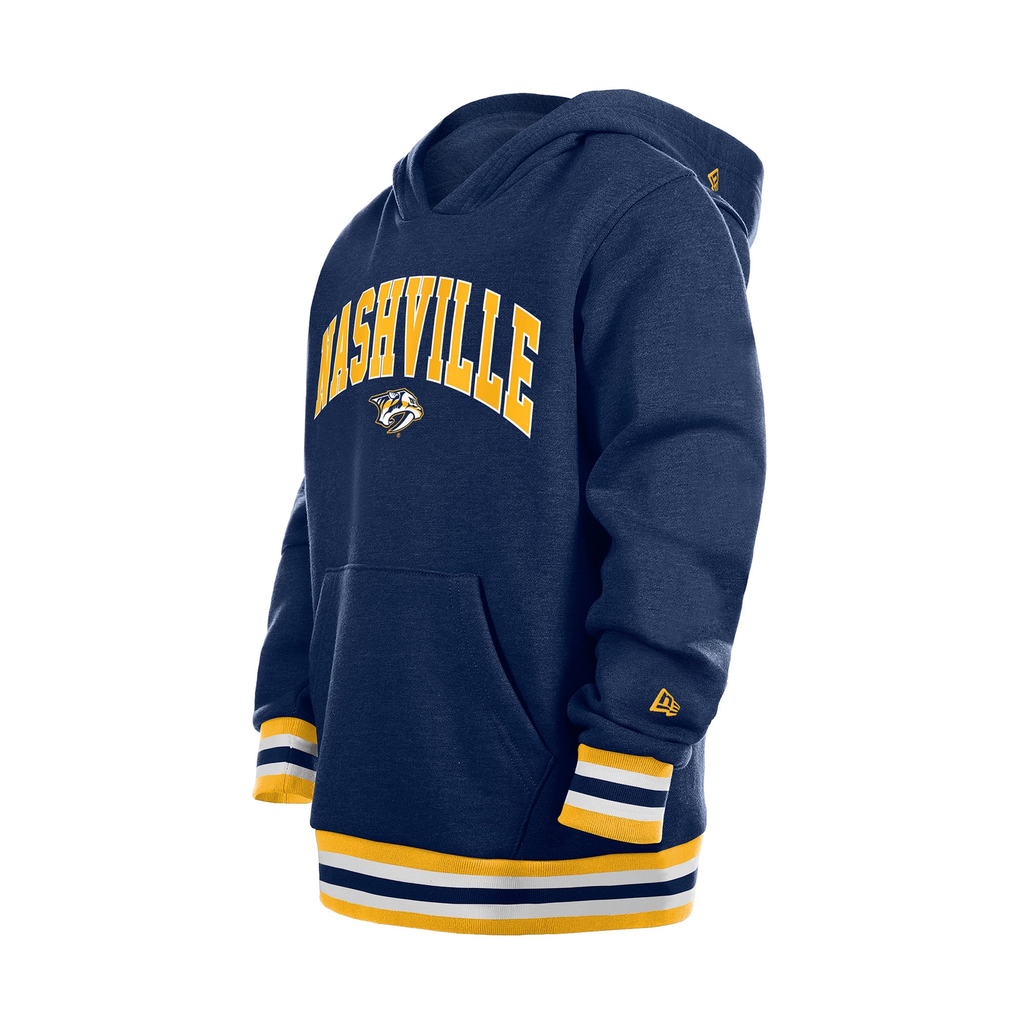 Youth New Era Navy Nashville Predators Knit Trim Pullover Hoodie