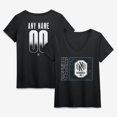 Nashville SC Women's Home Field Pop Personalized Name & Number V-Neck T-Shirt - Black