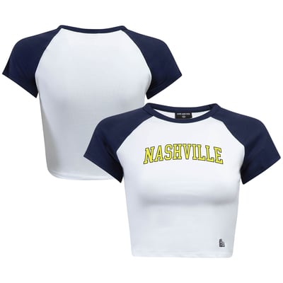 Nashville SC Hype and Vice Women's Home Run Cropped Raglan T-Shirt - White