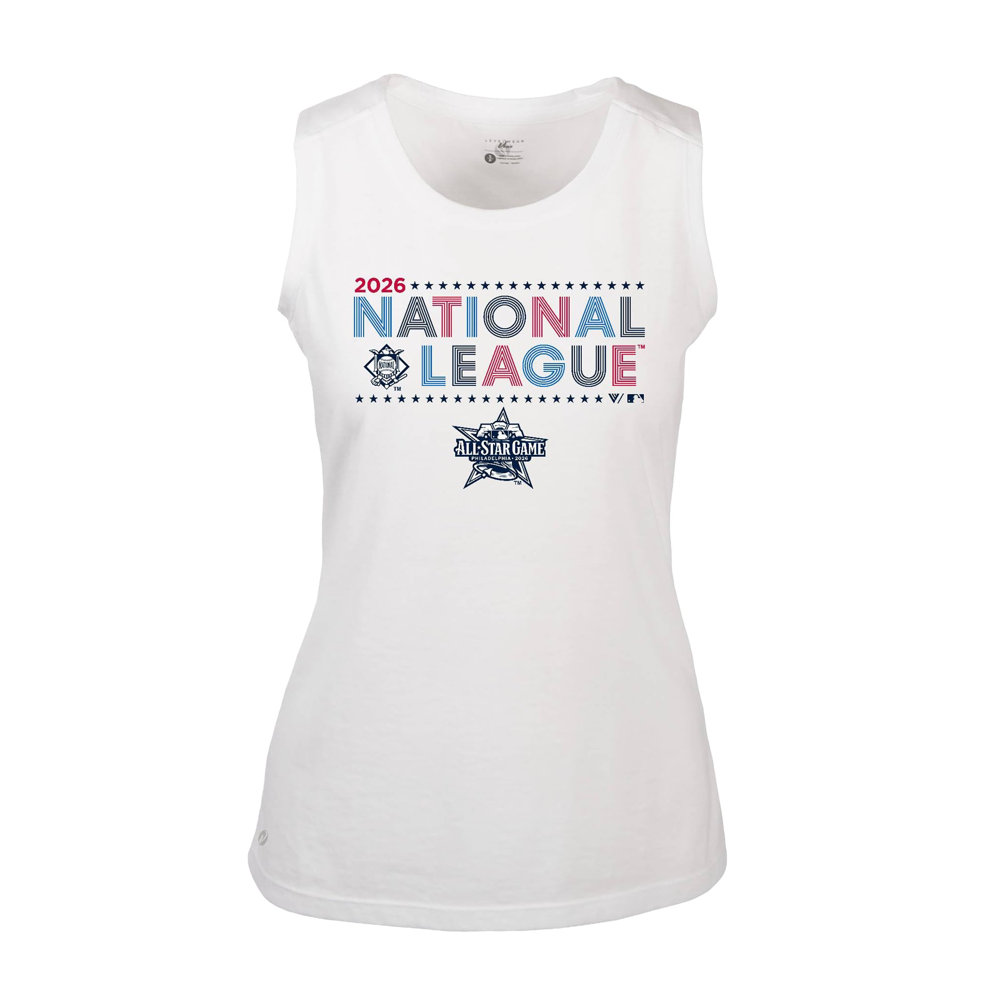 Women's Levelwear White 2026 MLB All-Star Game National League Star-Spangled Macy Sleeveless Tee