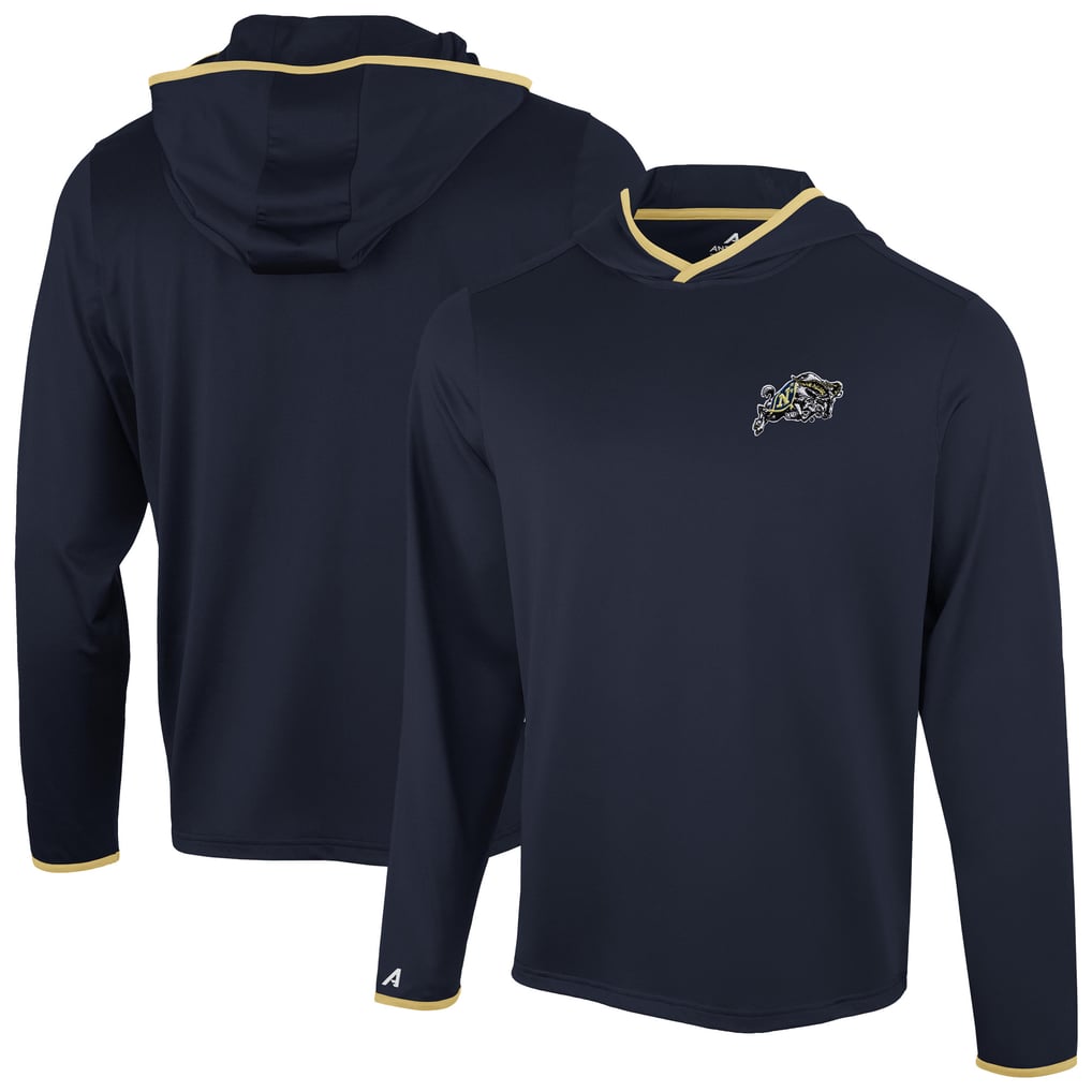 Men's Antigua Navy Navy Midshipmen Brink Color Pop Long Sleeve Hoodie T ...