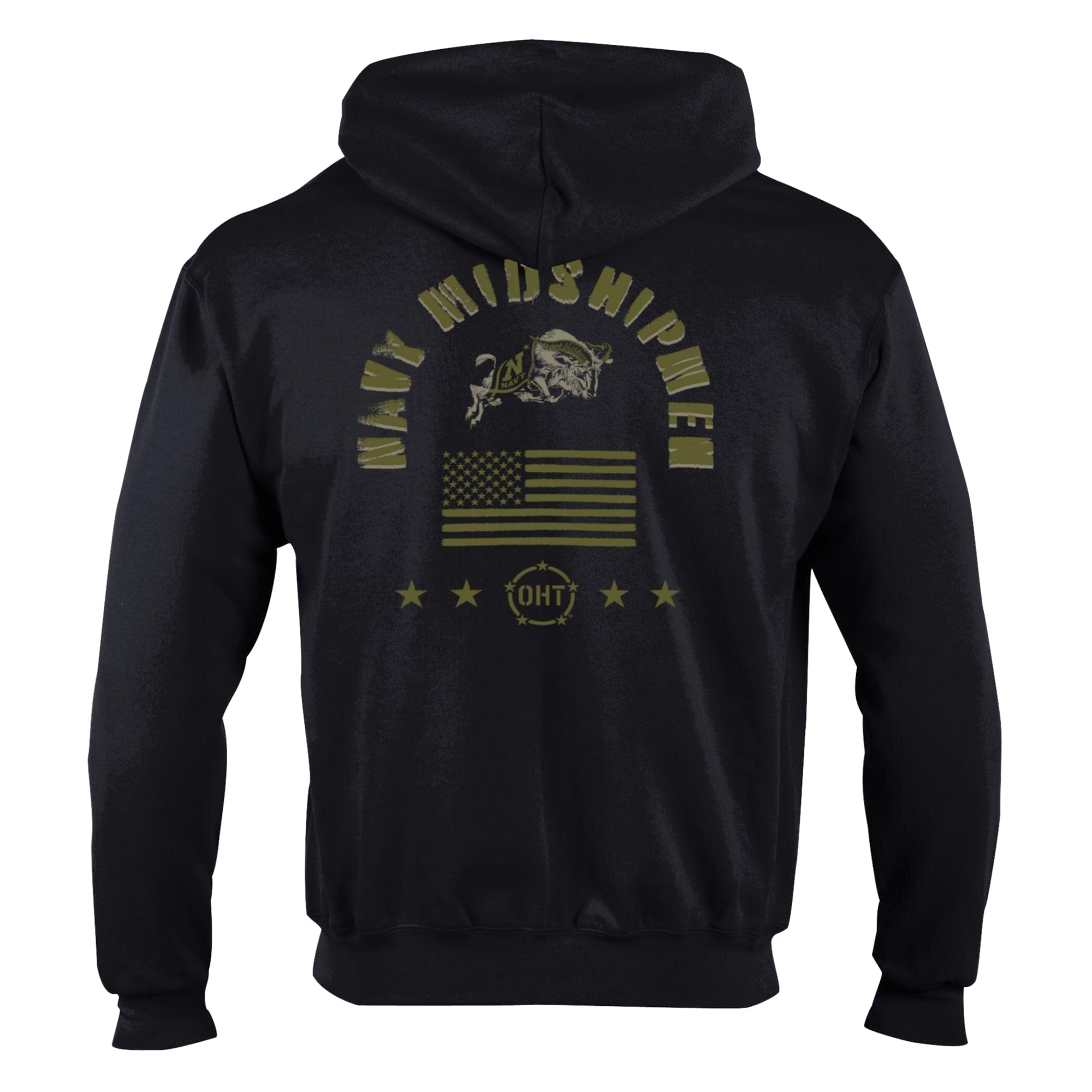 Men's Champion  Black Navy Midshipmen Operation Hat Trick Flag Powerblend Fleece Full-Zip Hoodie