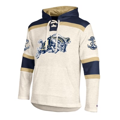  Navy Midshipmen Champion Lacer Fleece Hoodie - Cream