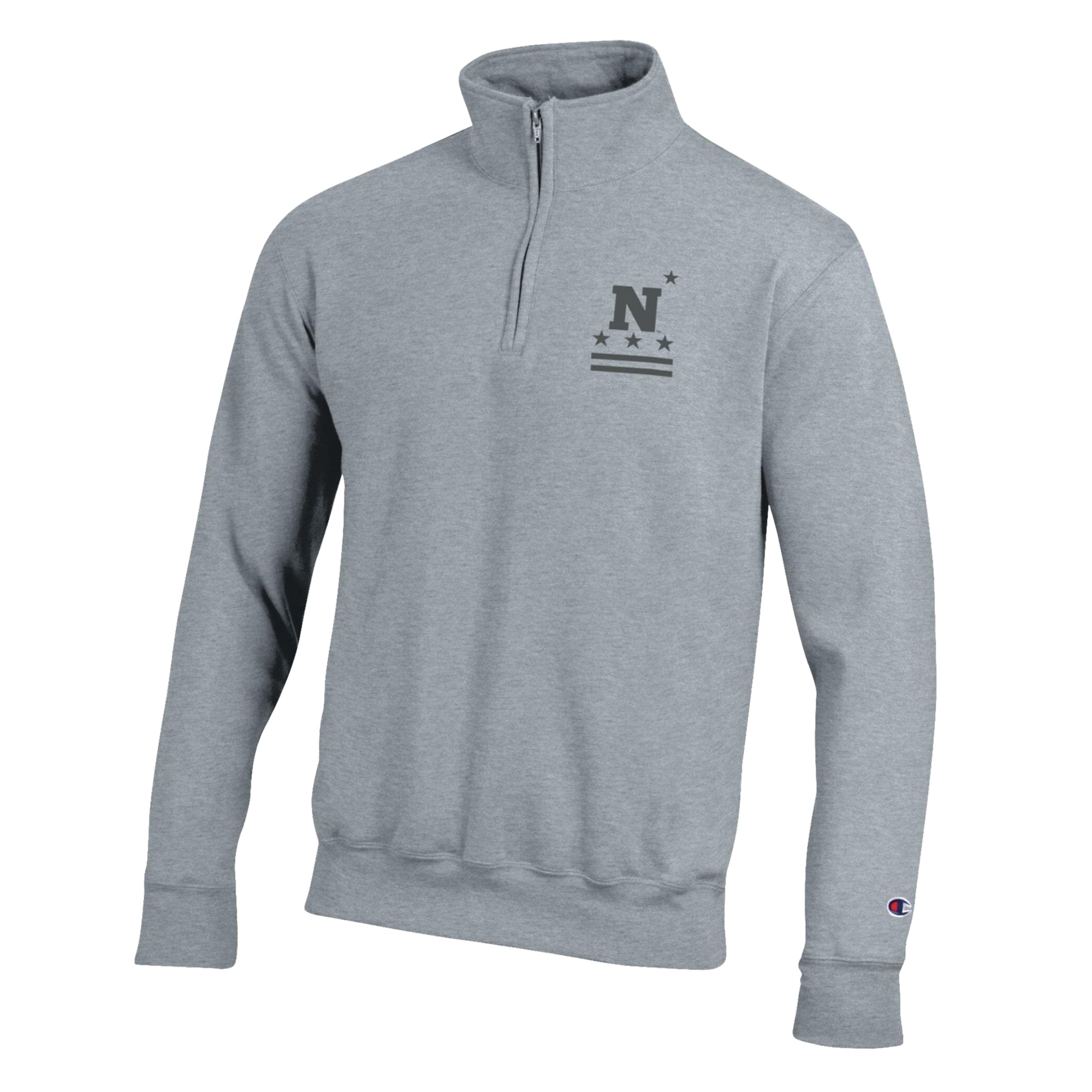 Men's Champion Gray Navy Midshipmen Operation Hat Trick Flag Powerblend Fleece Quarter-Zip Pullover