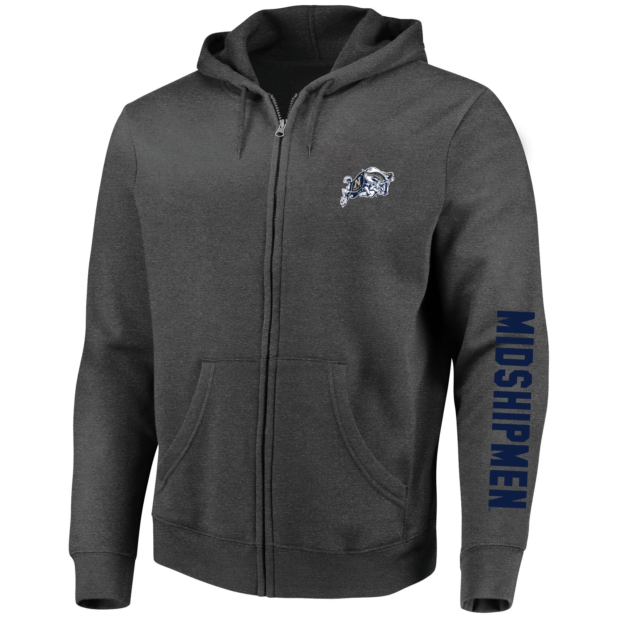 Sweat à capuche zippé Champion Heather Charcoal Navy Midshipmen pour homme, grandes tailles