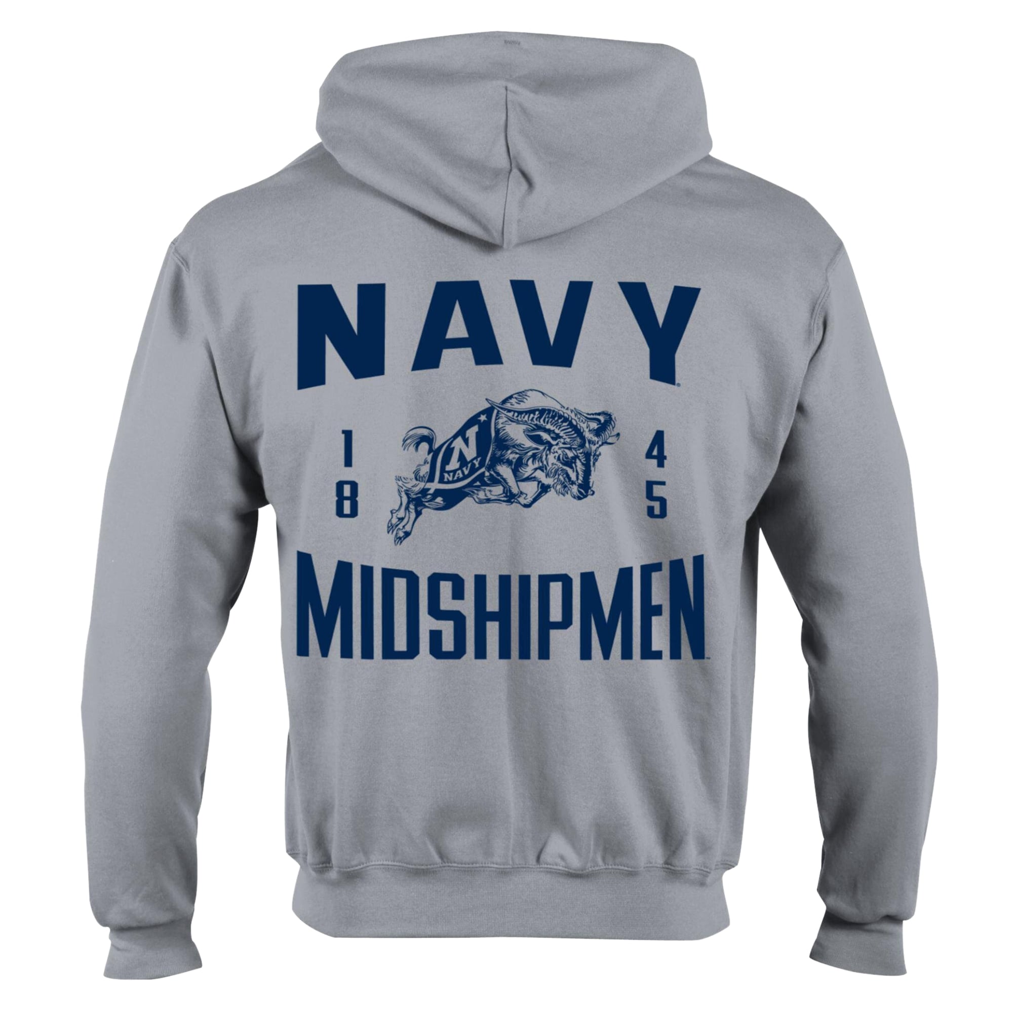 Men's Champion Heather Gray Navy Midshipmen Varsity Powerblend Full-Zip Fleece Hoodie