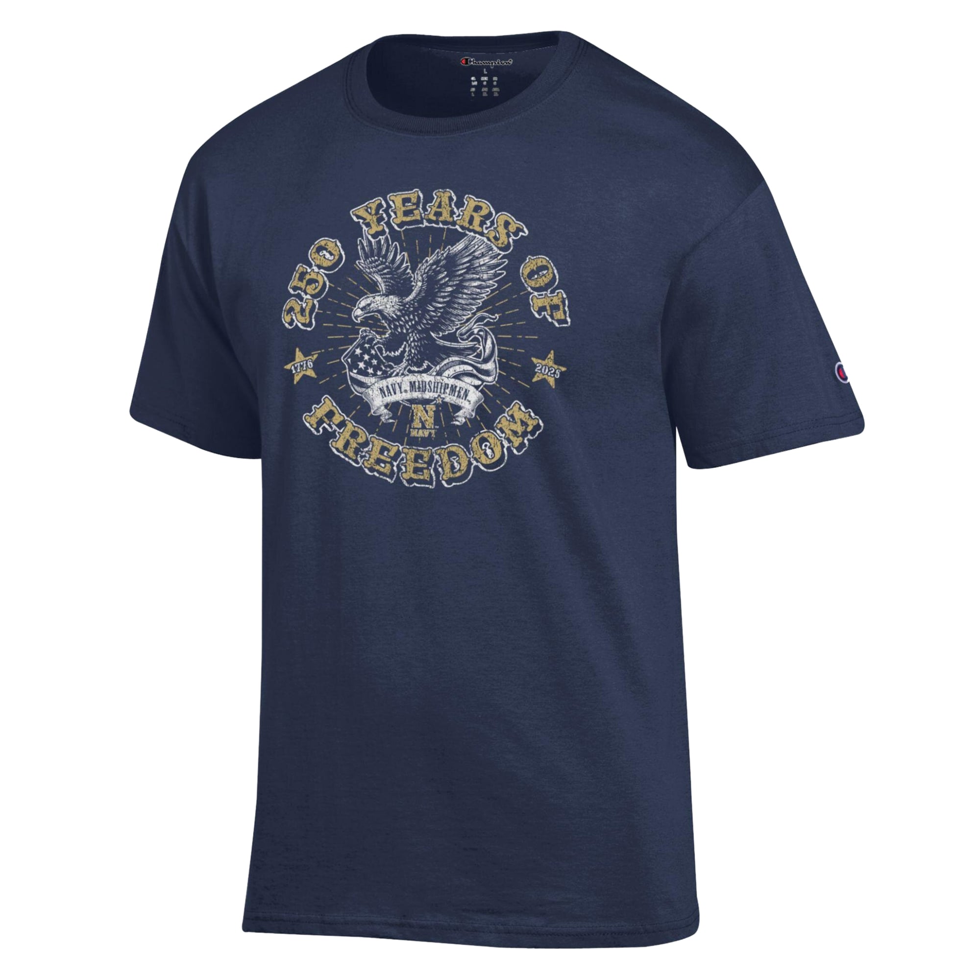 Men's Champion  Navy Midshipmen Americana 250 Years of Freedom Tonal T-Shirt