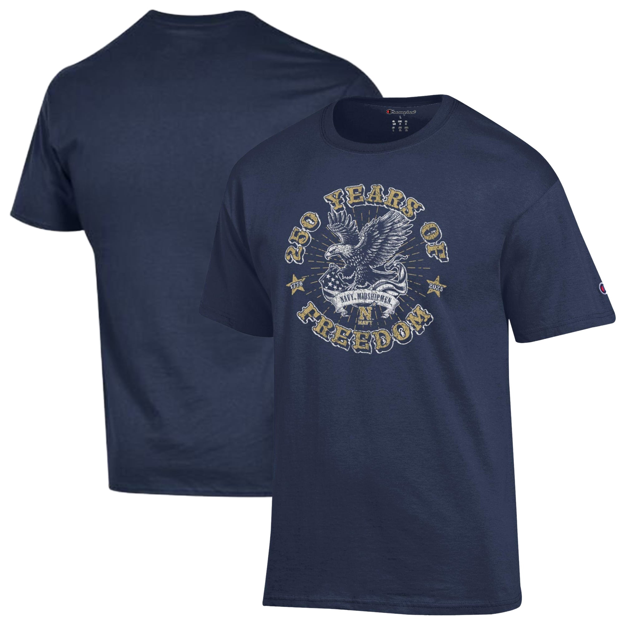Men's Champion Navy Midshipmen Americana 250 Years of Freedom Tonal T-Shirt
