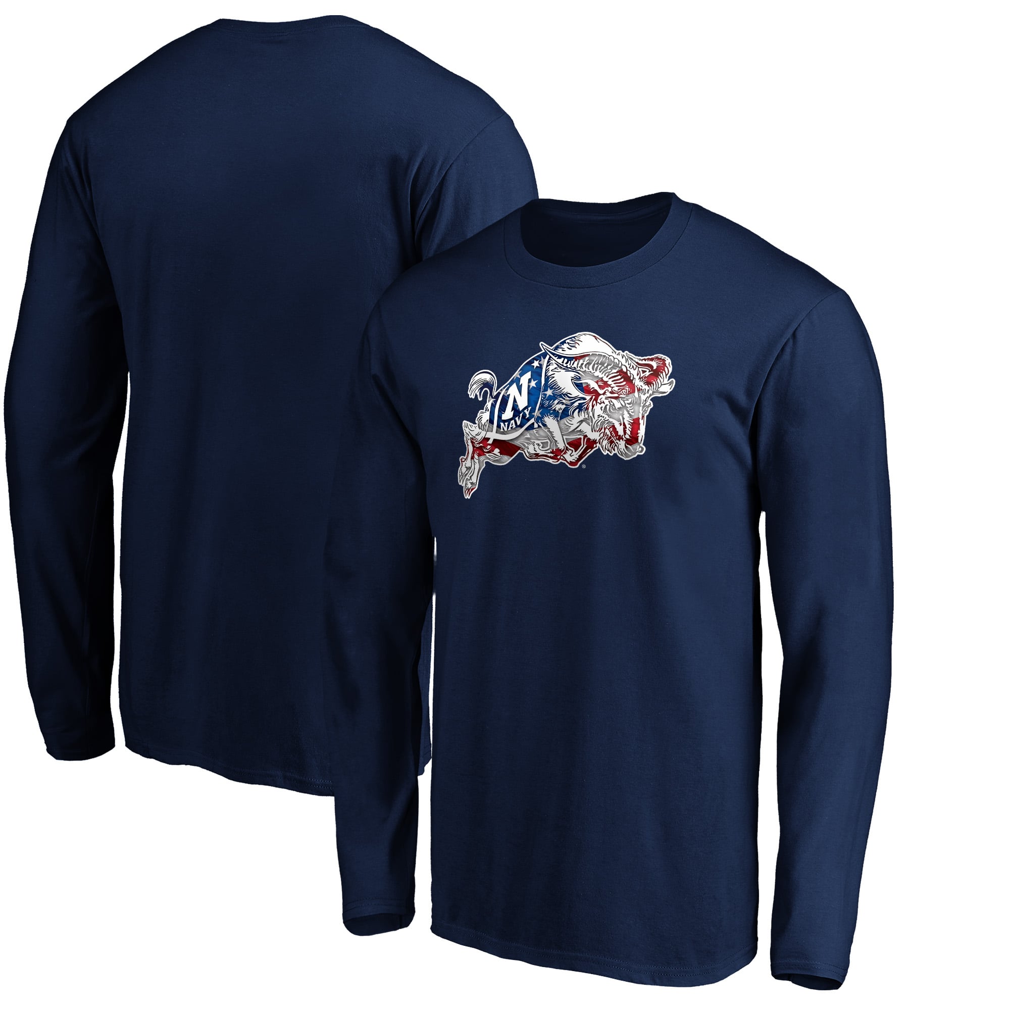Men's Navy Navy Midshipmen Banner Wave Long Sleeve T-Shirt