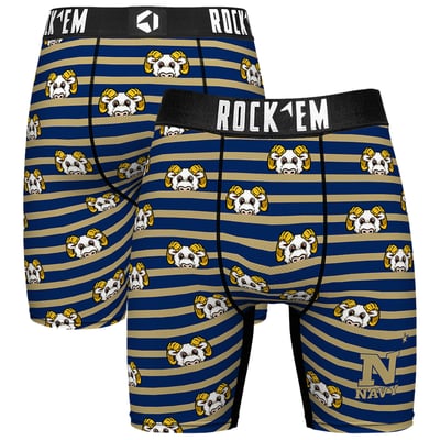  Navy Midshipmen Rock Em Mascot Stripes Boxer Briefs - Navy