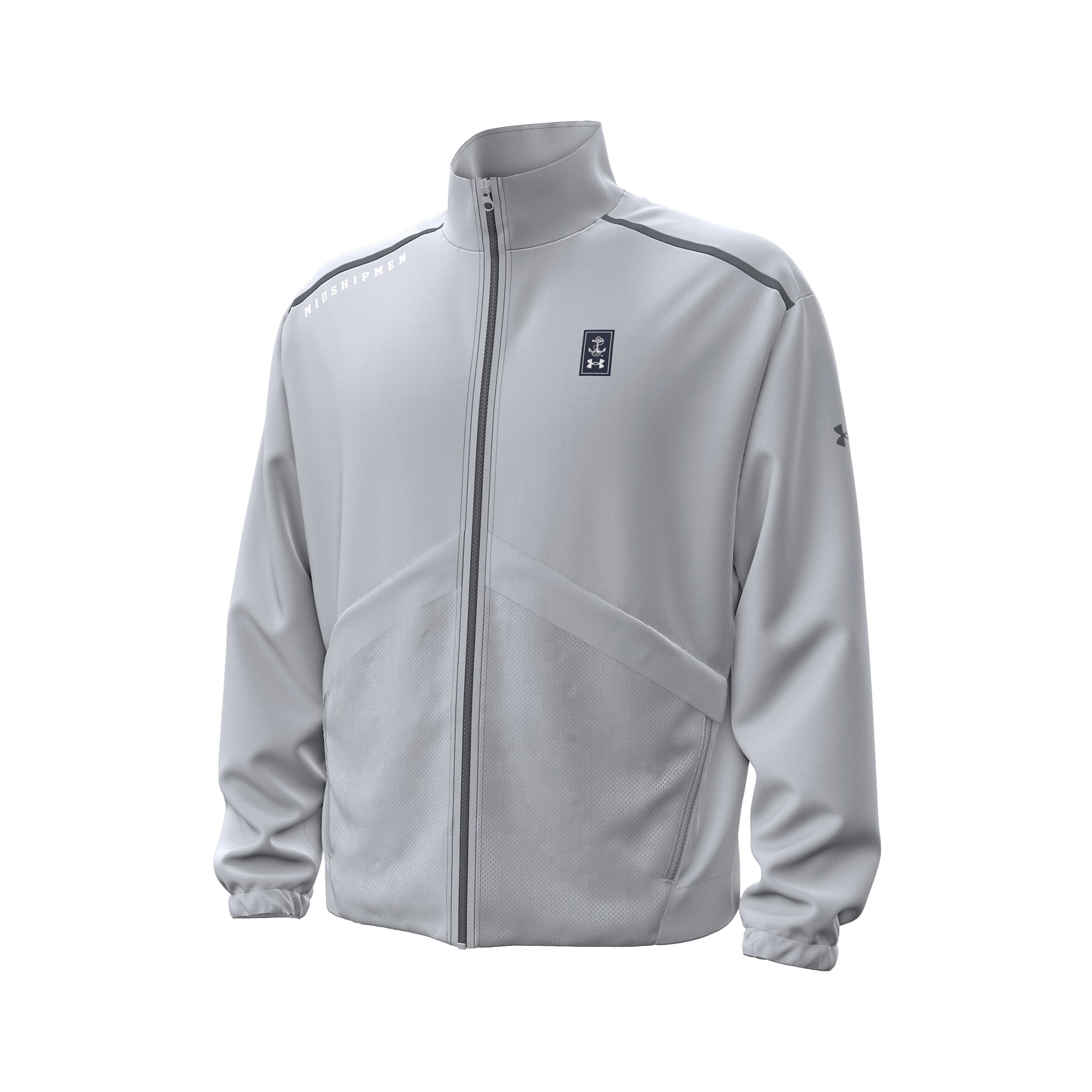 Veste zippée intégrale Under Armour Midshipmen 2026 Sideline Unstoppable grise et marine pour homme
