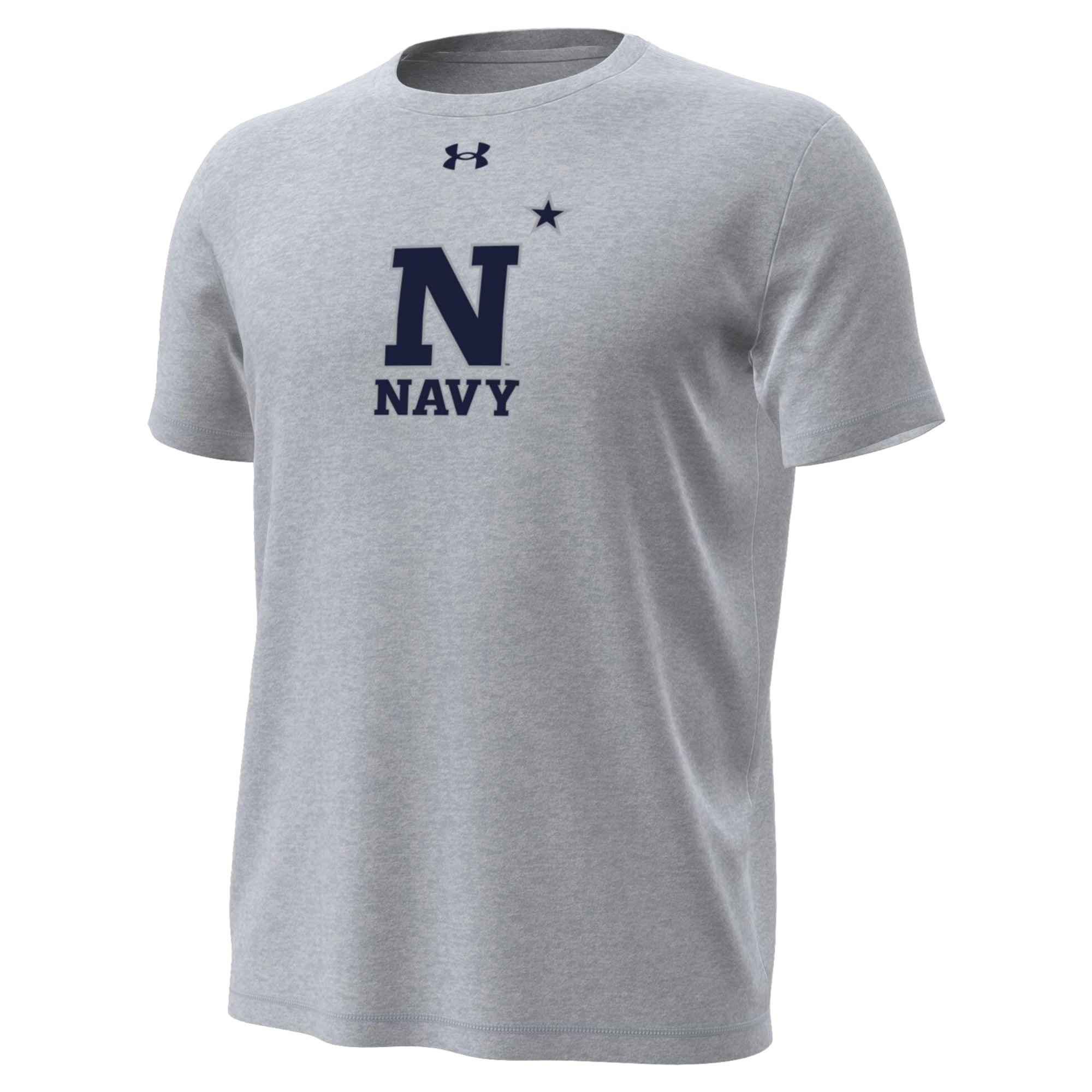 Men's Under Armour Gray Navy Midshipmen Primary Tech Stretch T-Shirt