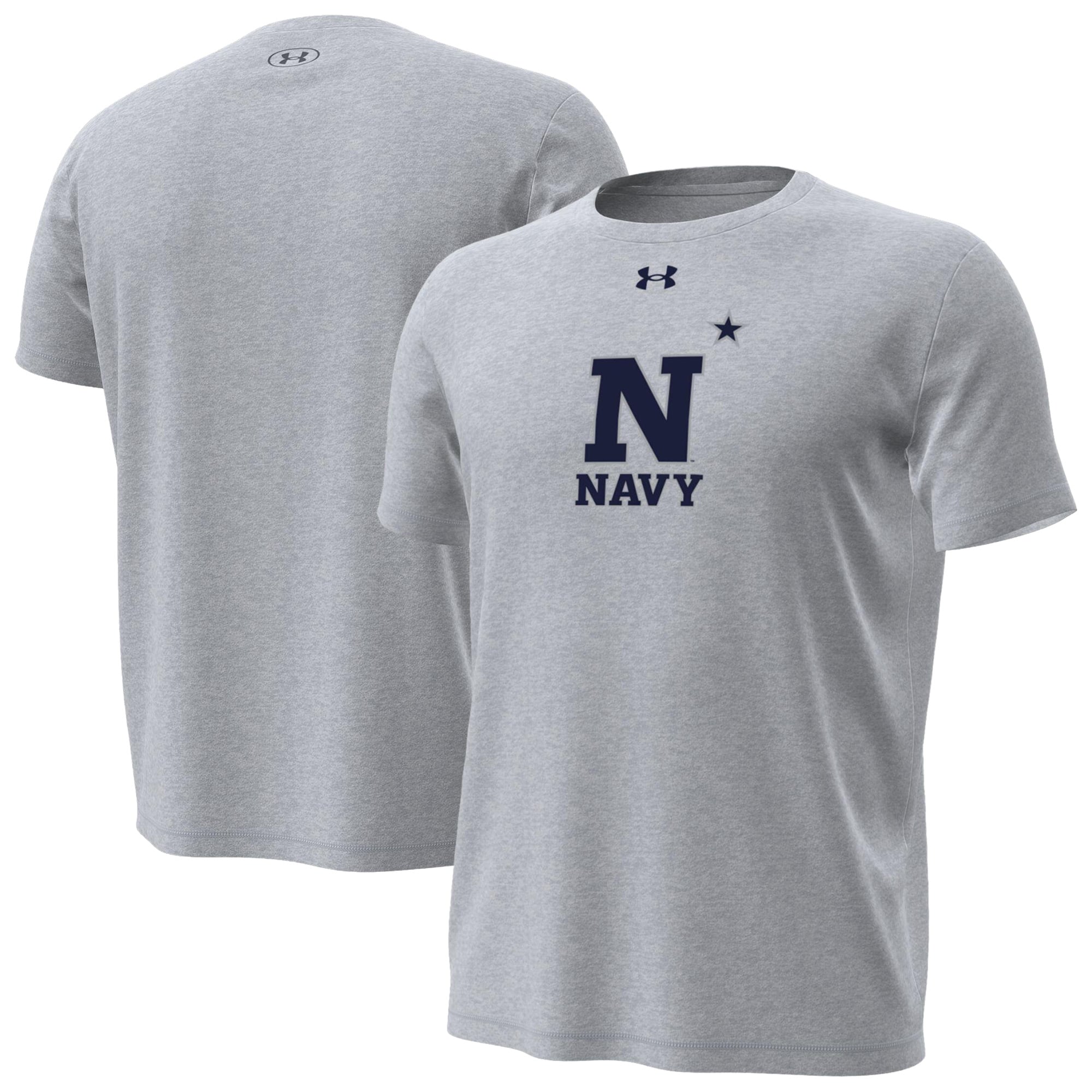 Men's Under Armour Gray Navy Midshipmen Primary Tech Stretch T-Shirt