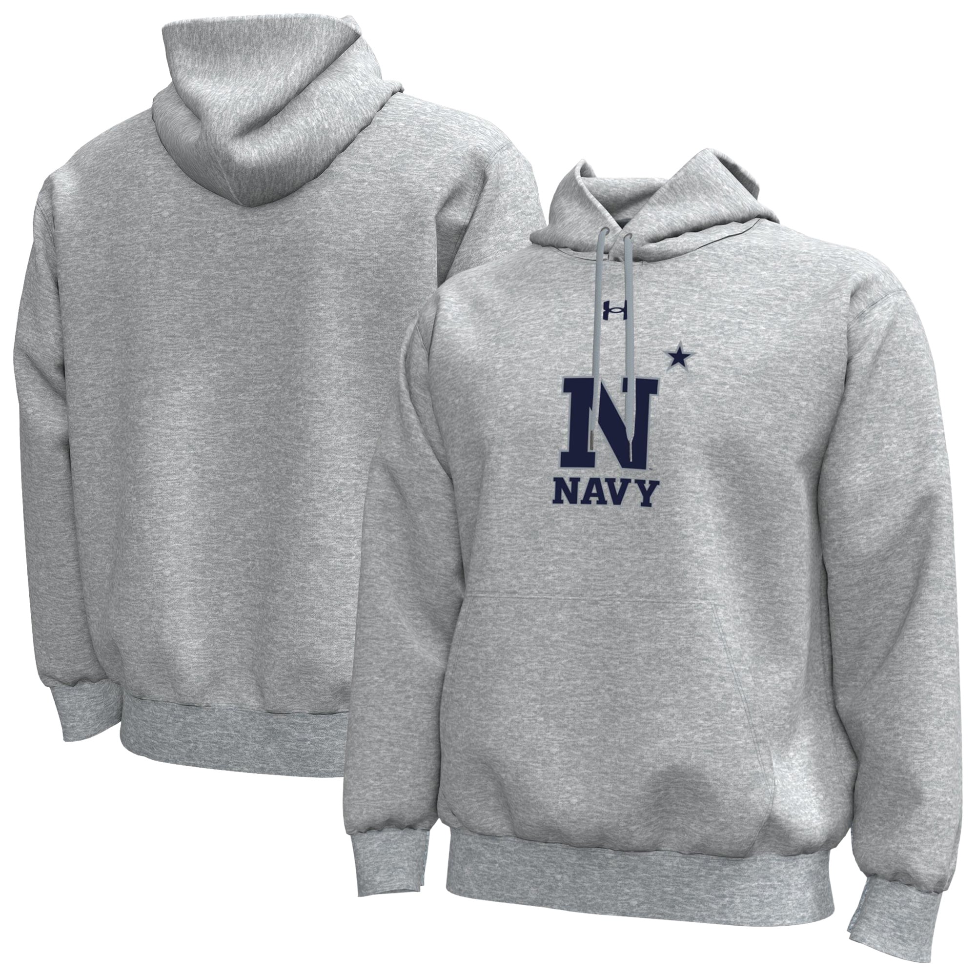 Sweat à capuche Under Armour Midshipmen Core Icon en polaire gris chiné et marine pour homme