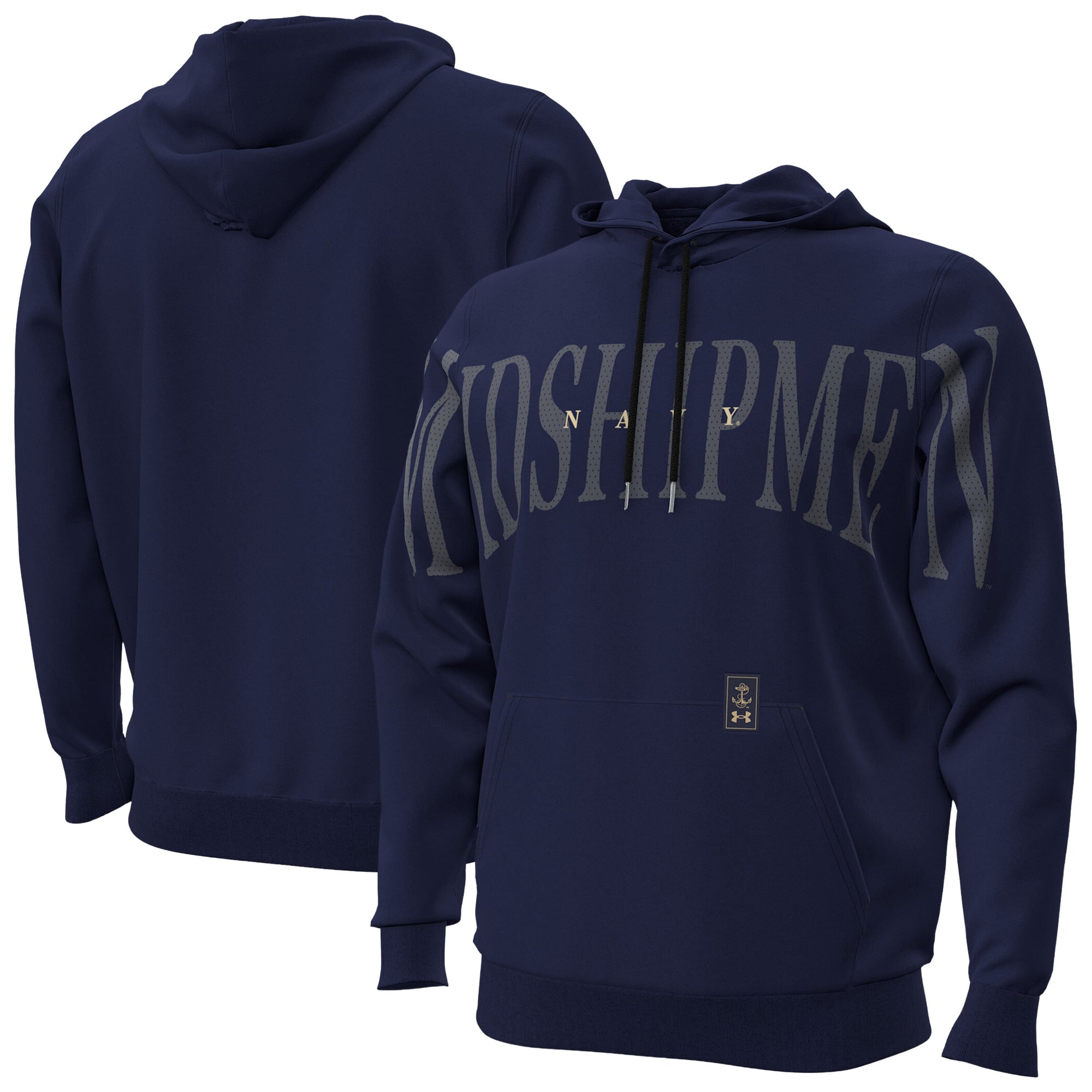 Sweat à capuche en polaire Under Armour Navy Midshipmen 2026 Sideline Overlay Icon pour homme