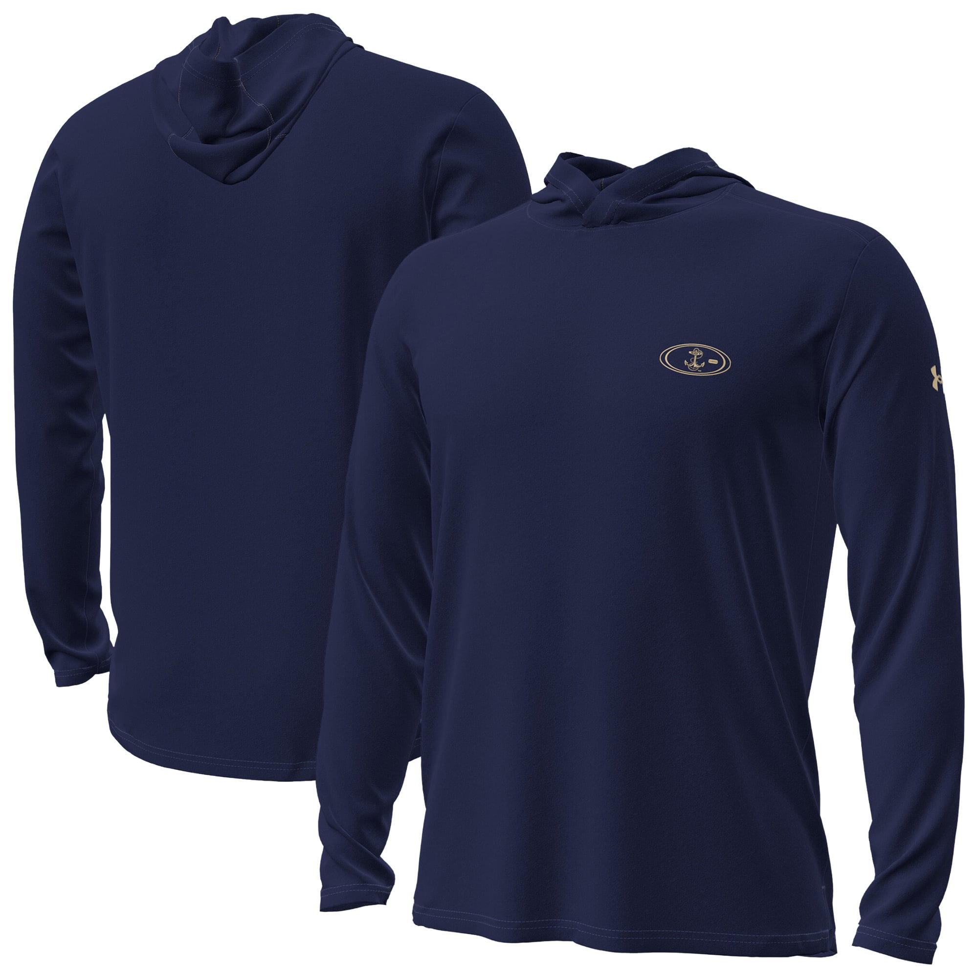 T-shirt à capuche manches longues Under Armour Navy Midshipmen 2026 Sideline Vanish pour homme