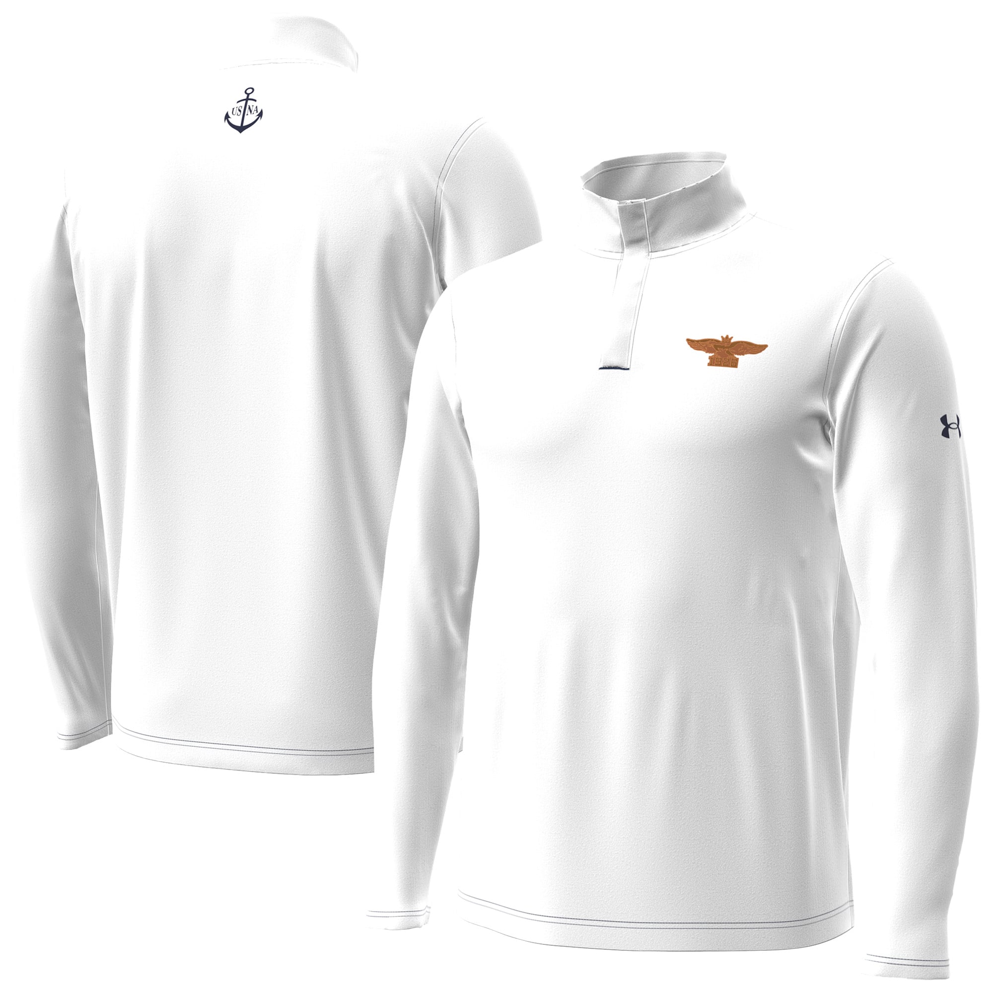 Pull à col zippé Under Armour Navy pour homme, édition spéciale 100e anniversaire du championnat national des Midshipmen de la Marine américaine