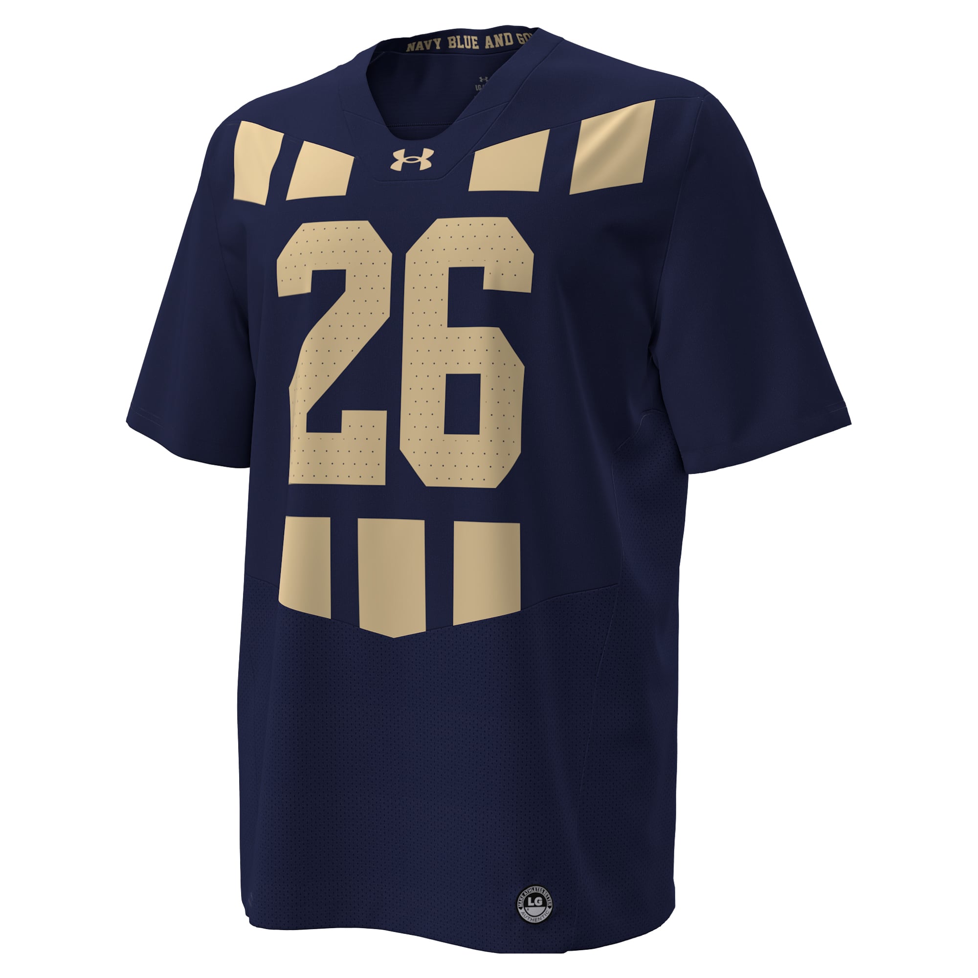 Maillot de football réplique Under Armour pour homme, numéro 26, Navy Midshipmen, commémorant le 100e anniversaire.