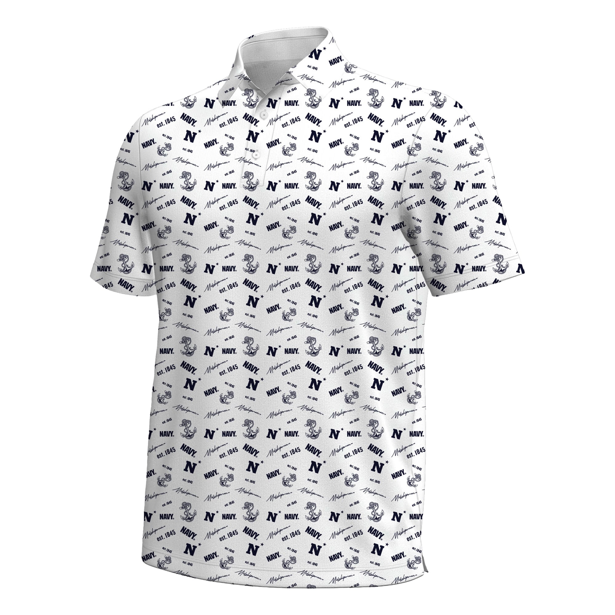 Men's Under Armour White Navy Midshipmen Gameday Armourfuse Polo