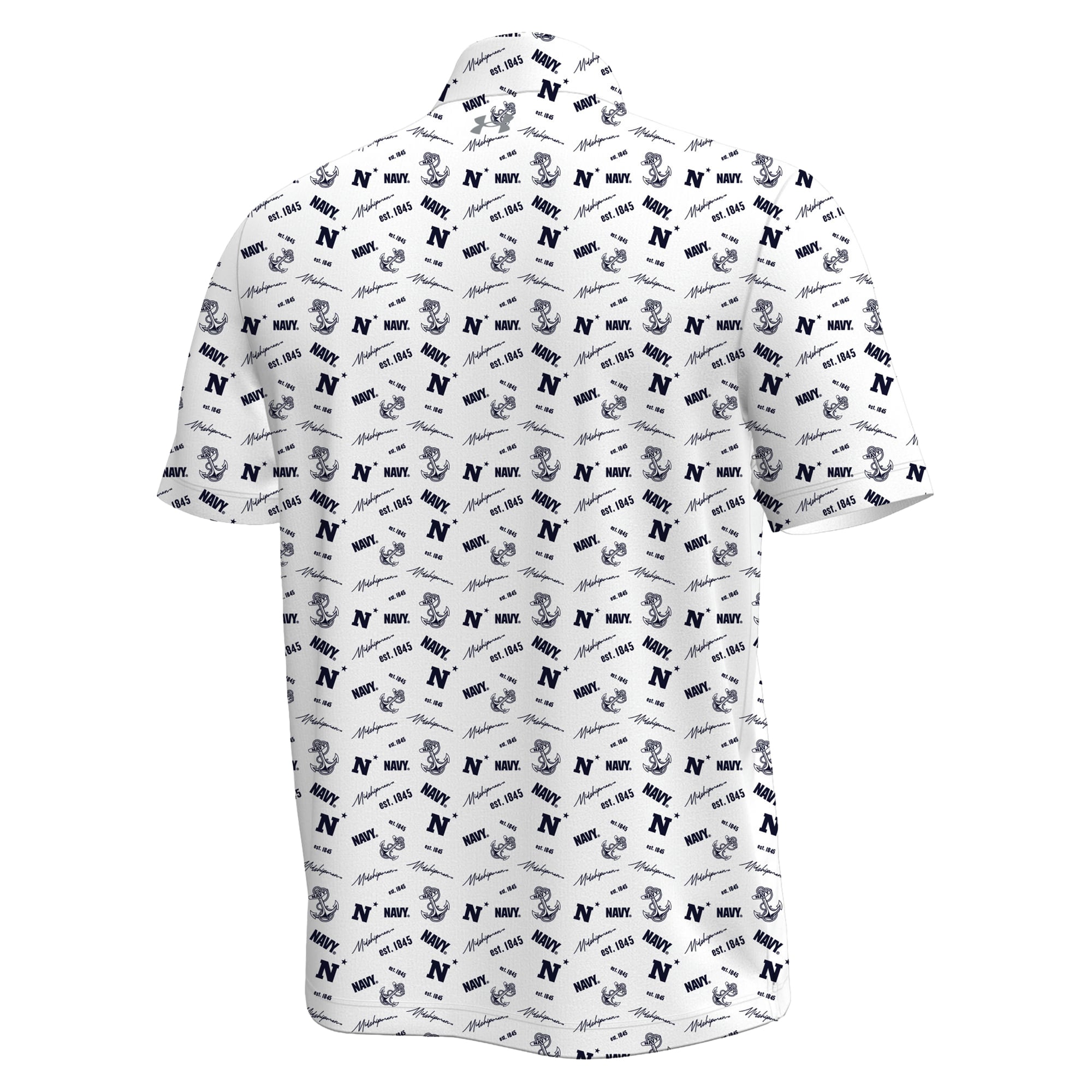 Men's Under Armour White Navy Midshipmen Gameday Armourfuse Polo