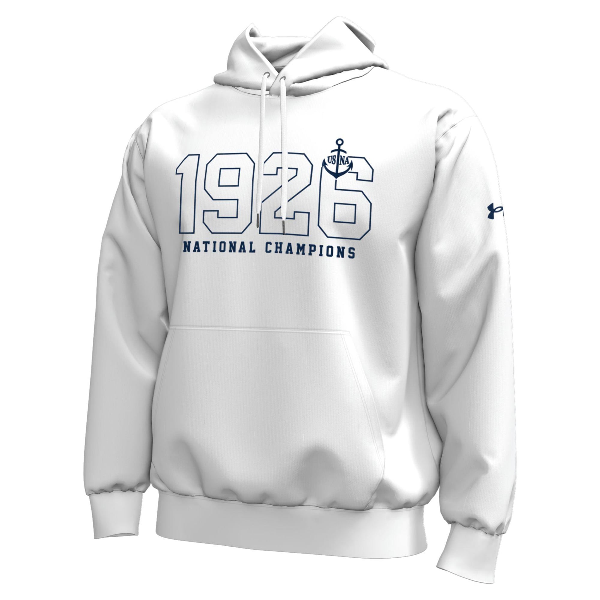 Sweat à capuche Under Armour blanc et marine pour homme, édition spéciale 100e anniversaire du championnat national des Midshipmen.