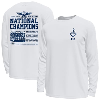 Navy Midshipmen Under Armour National Championship 100th Anniversary Tech Stretch Long Sleeve T-Shirt - White