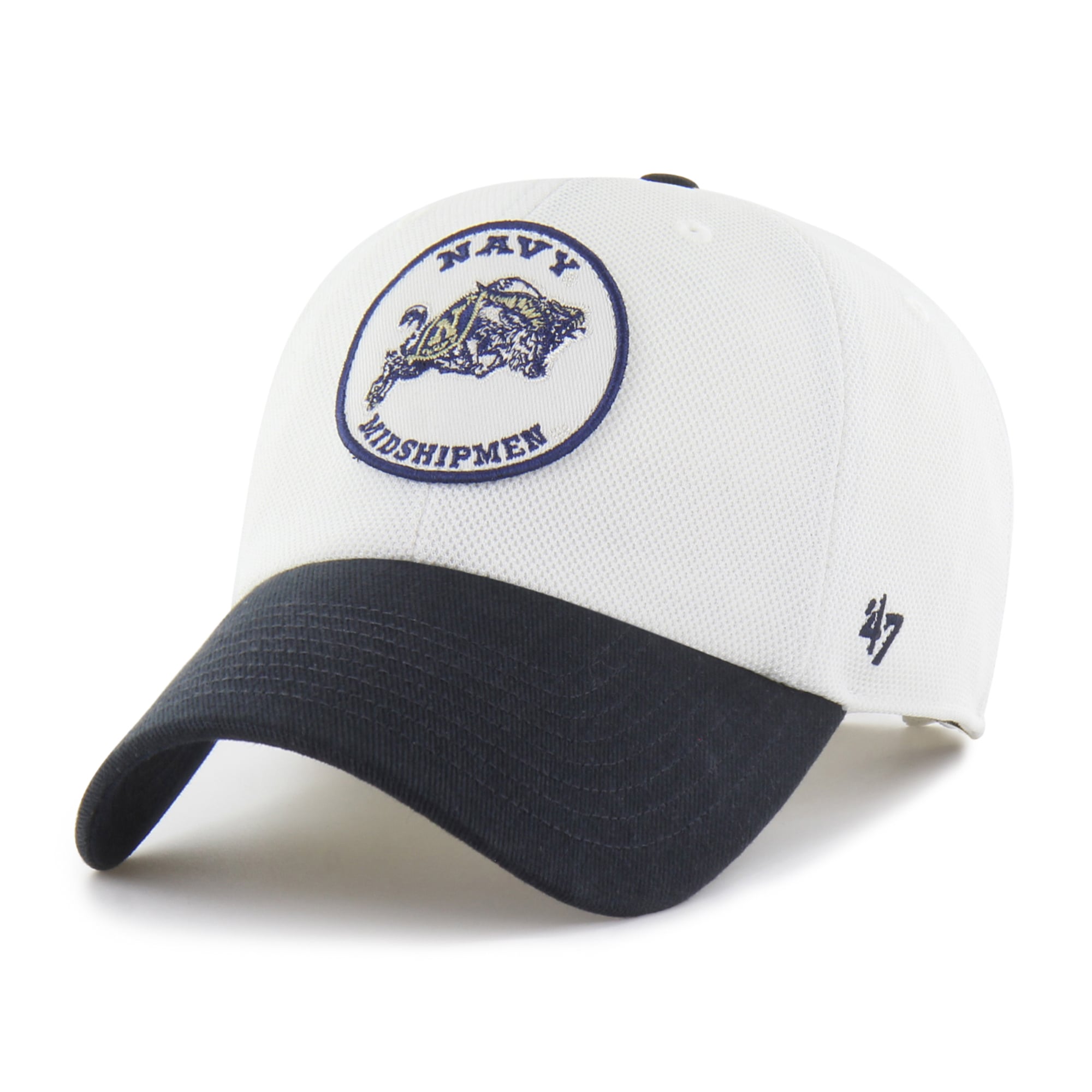 Unisex '47 White/Navy Navy Midshipmen Pique Patch Clean Up Adjustable Hat