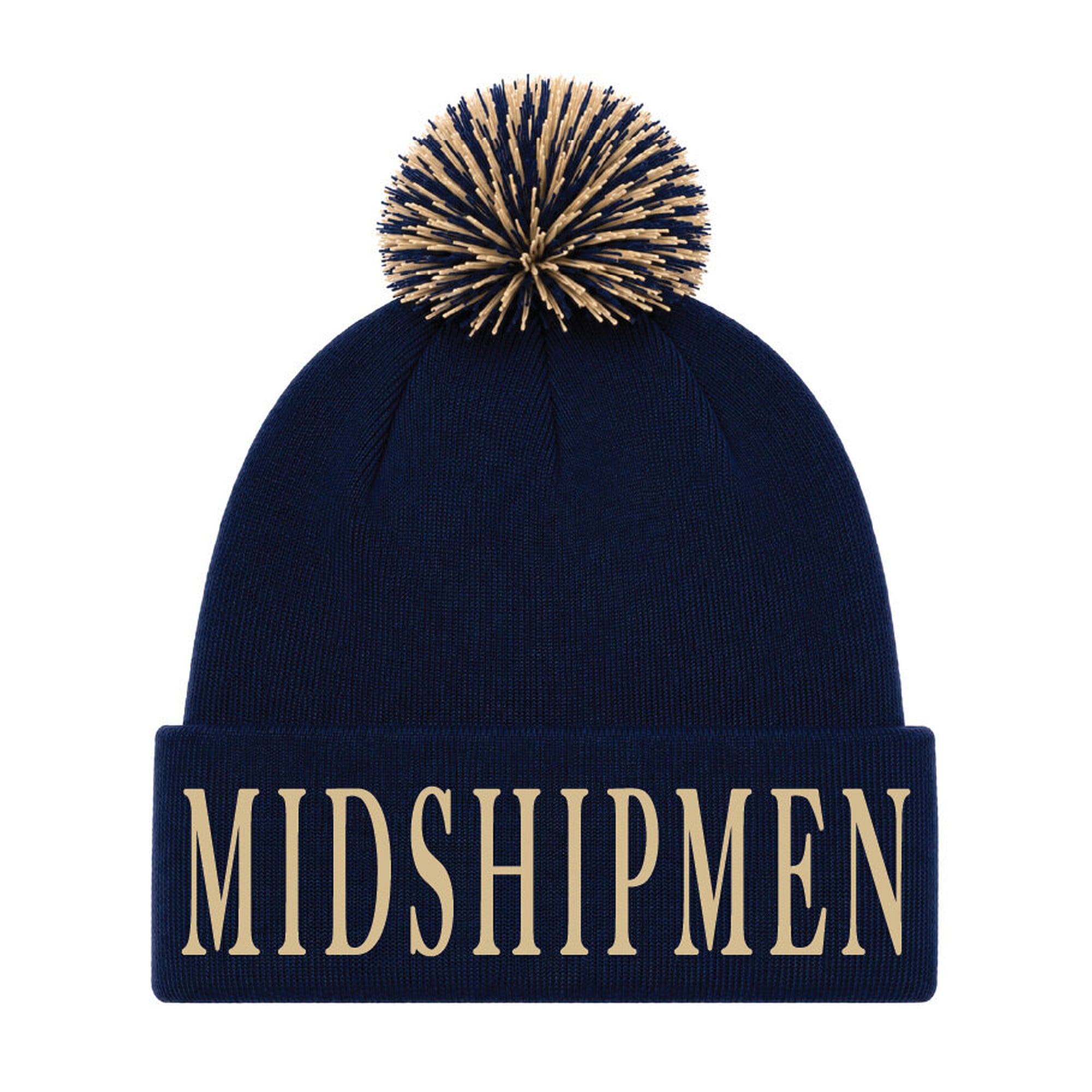 Bonnet unisexe Under Armour Navy Midshipmen à revers et pompon