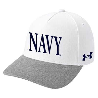 Navy Midshipmen Under Armour Unisex Blitzing Accent 5-Panel Adjustable Hat - White
