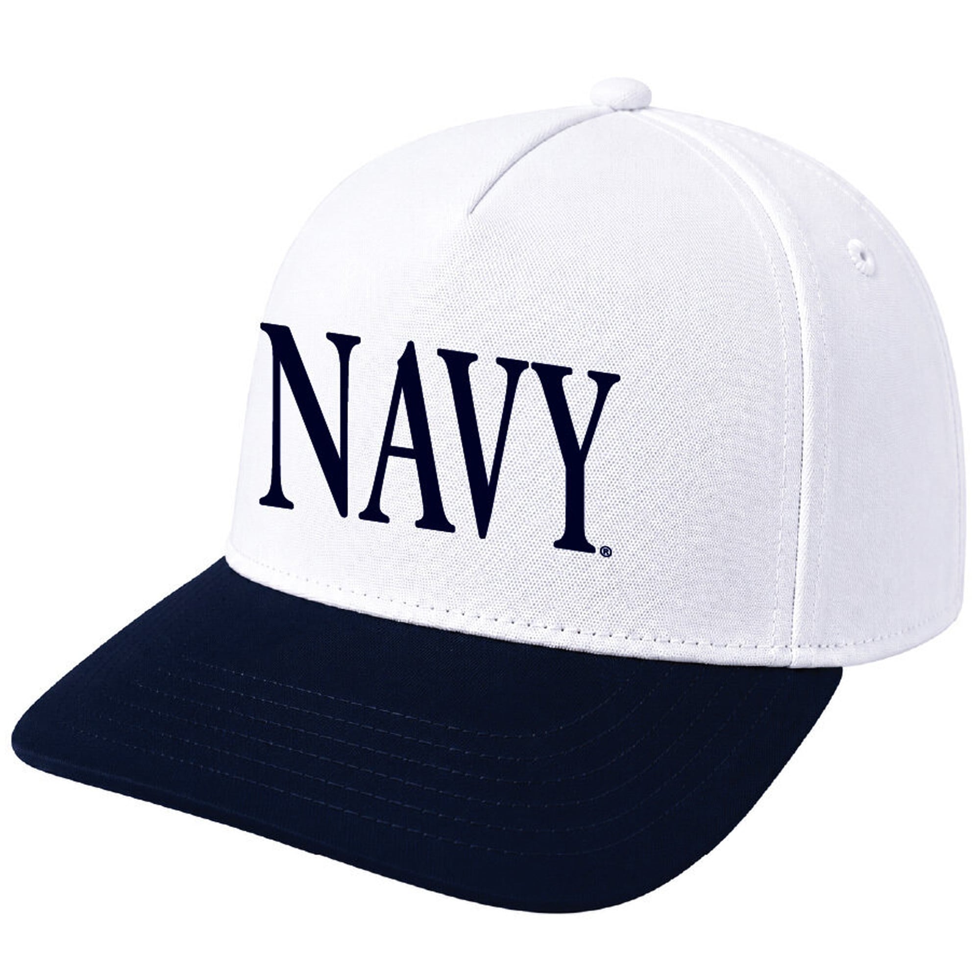 Casquette unisexe Under Armour blanche et marine Midshipmen Blitzing Accent Iso-Chill Stretch Fit