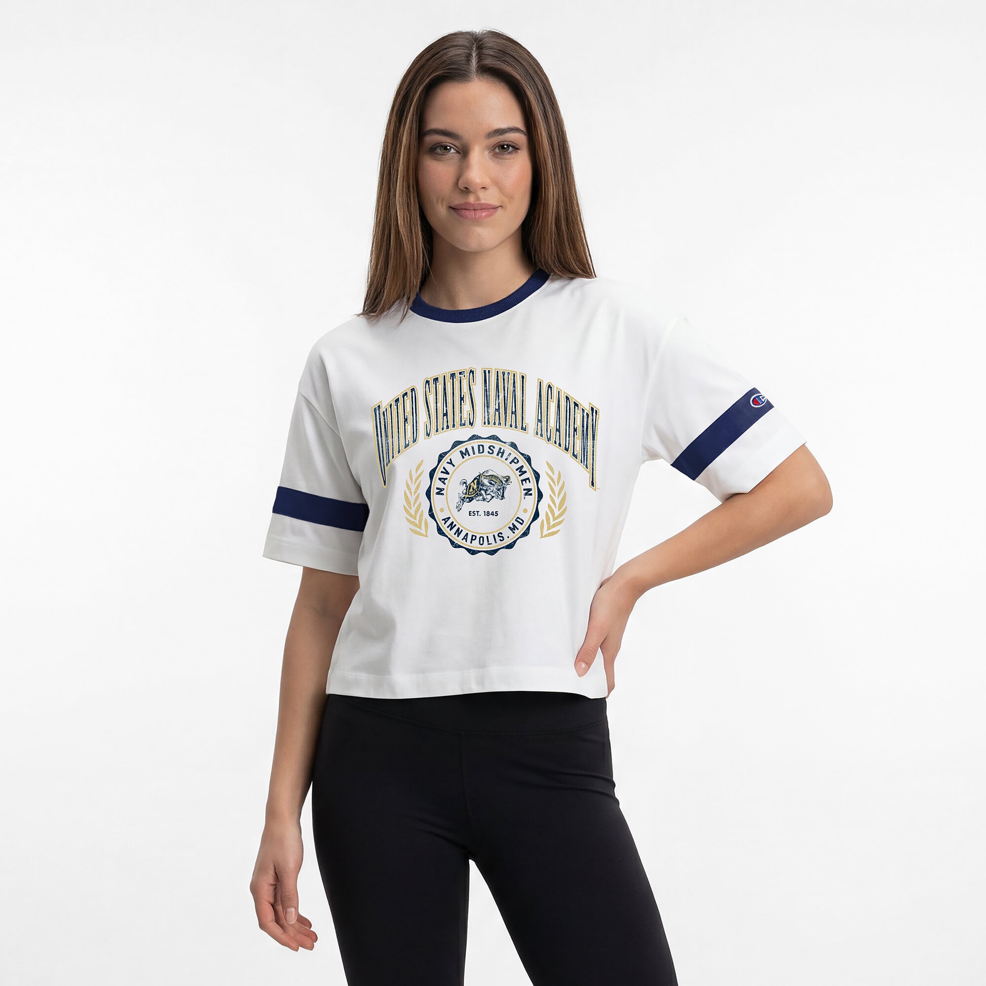 Women's Champion  White Navy Midshipmen Retro Oversized T-Shirt
