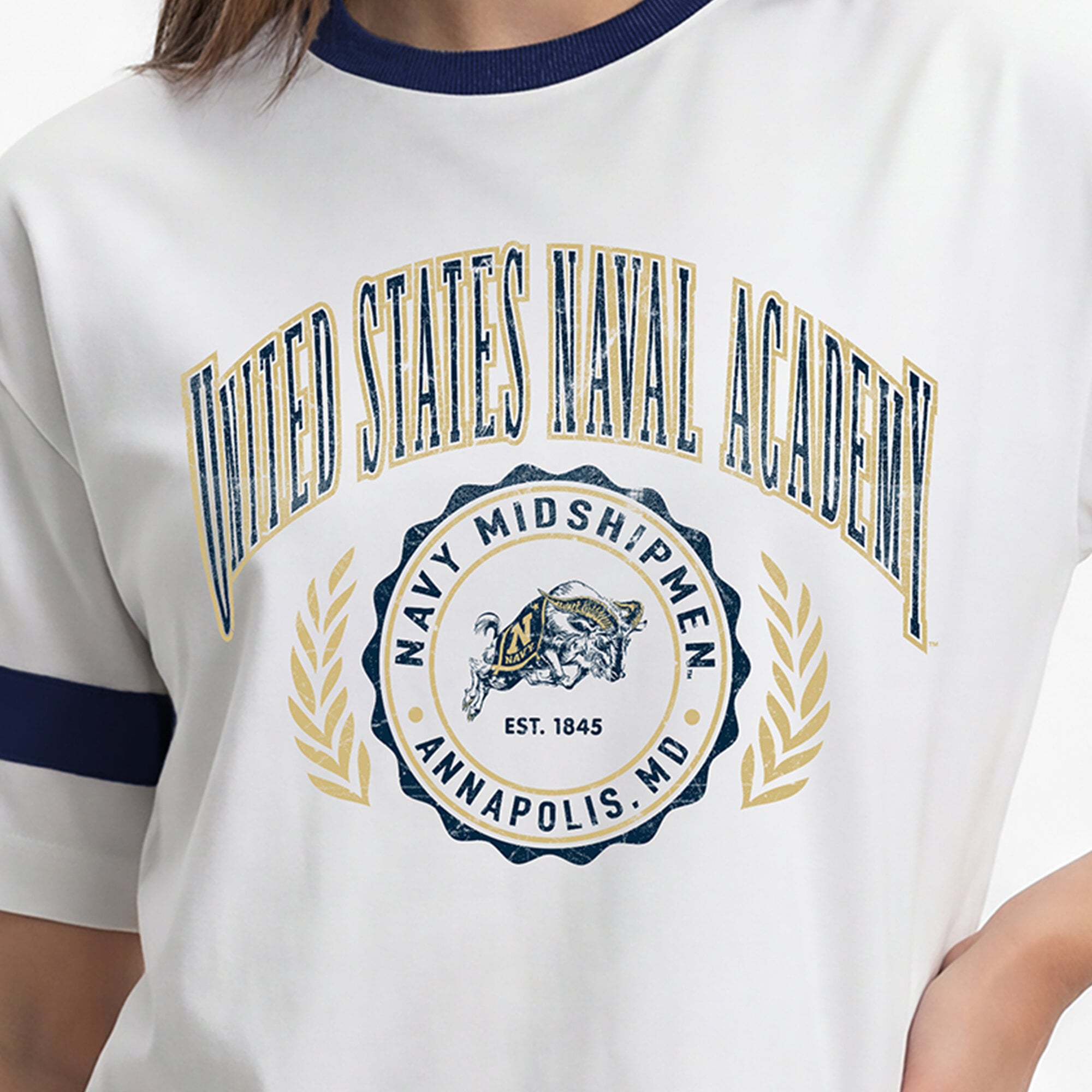 Women's Champion  White Navy Midshipmen Retro Oversized T-Shirt