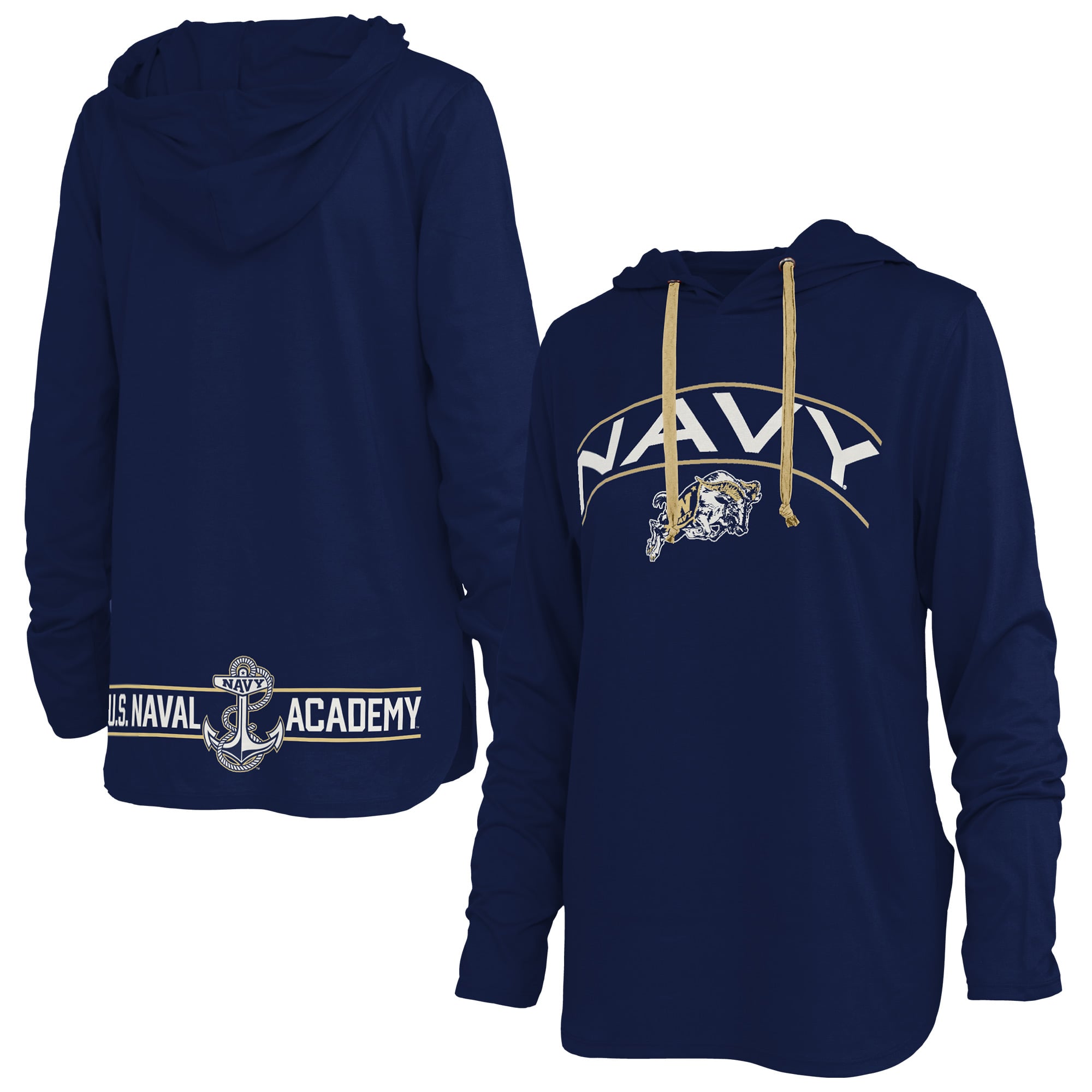 T-shirt à capuche manches longues Pressbox Navy pour femmes, modèle Allie des Midshipmen de la Marine