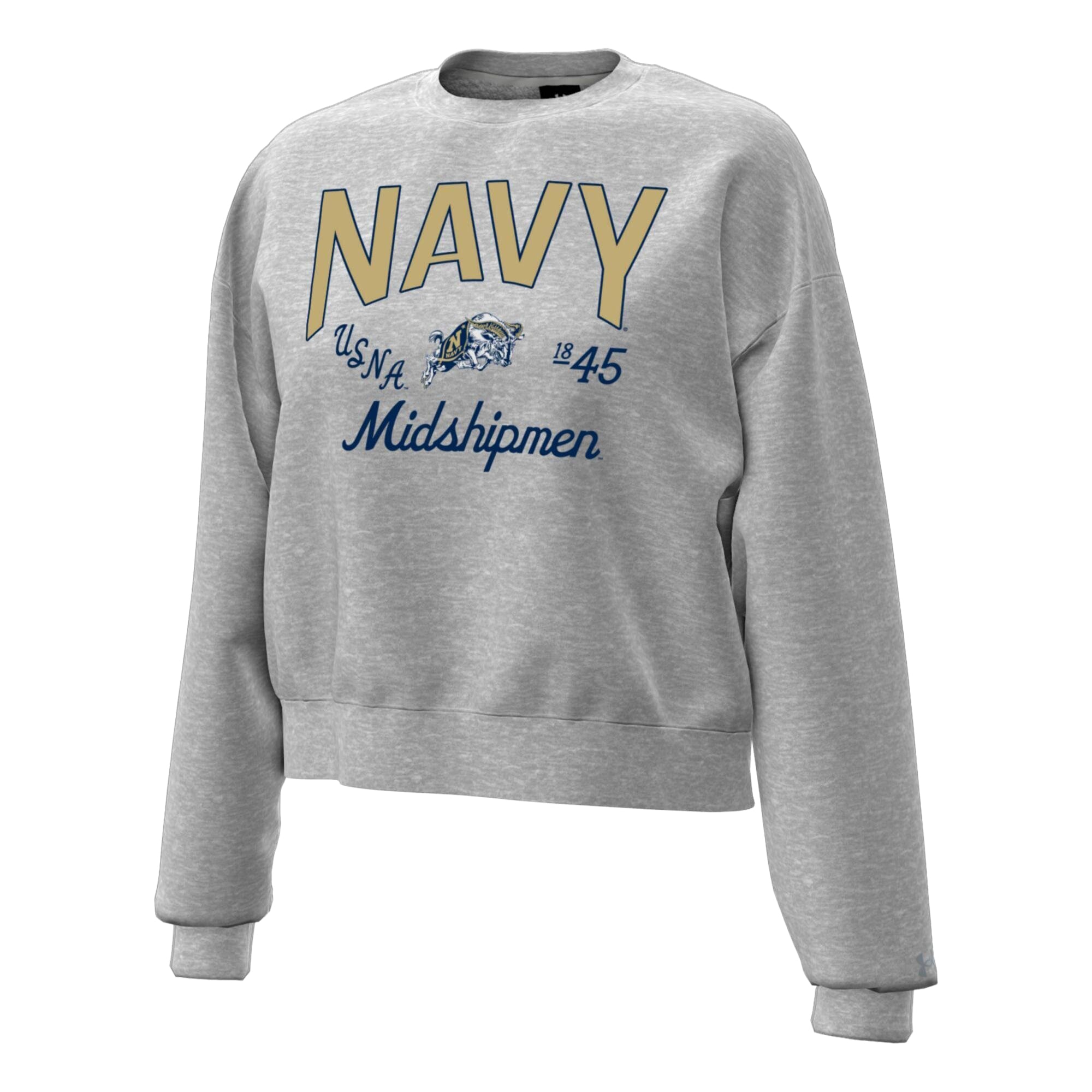 Women's Under Armour Heather Gray Navy Midshipmen Icon Fleece Sweatshirt
