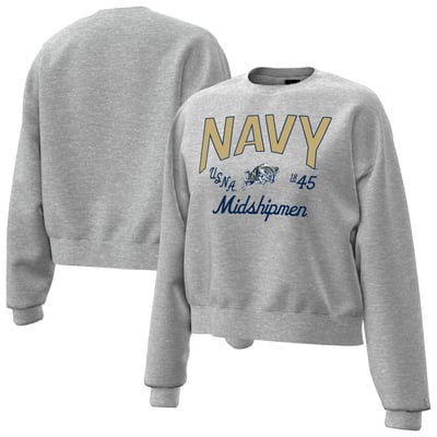 Navy Midshipmen Under Armour Women's Icon Fleece Sweatshirt - Heather Gray