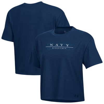  Navy Midshipmen Under Armour Women's Boxy Icon T-Shirt - Navy