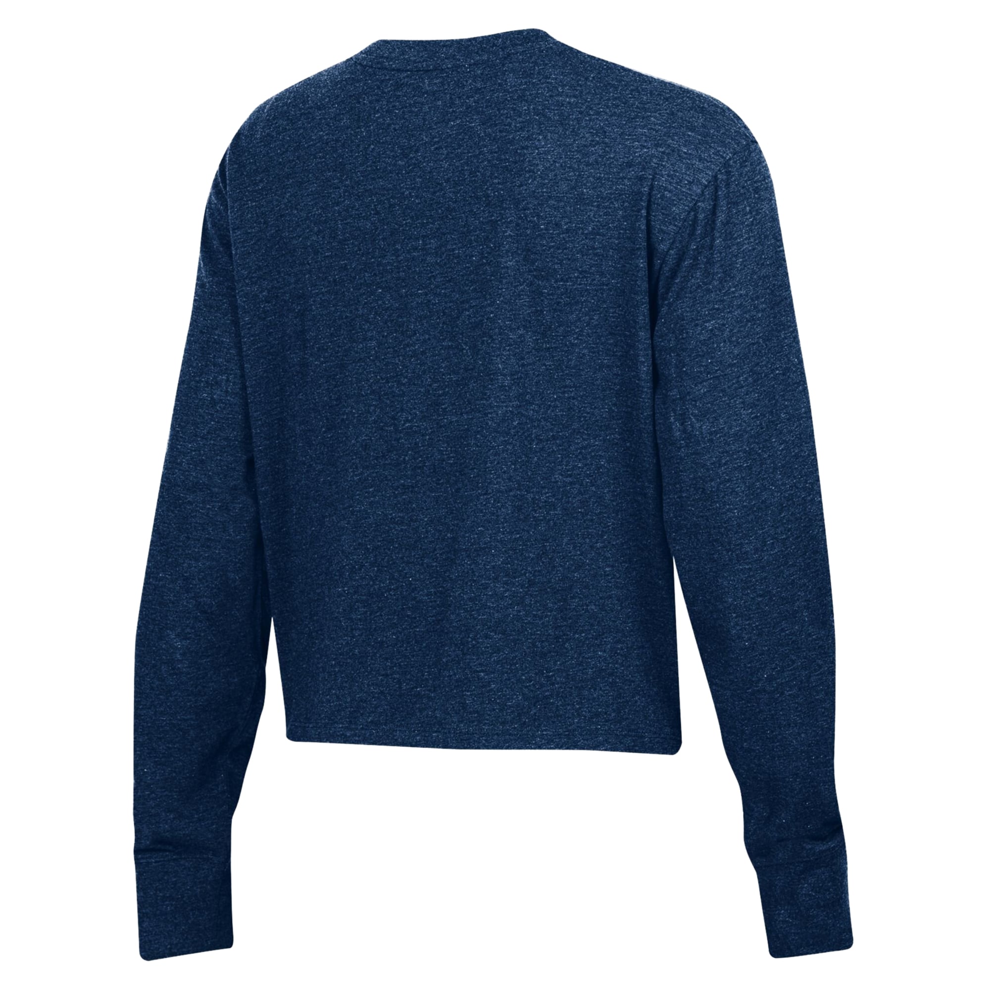 T-shirt court à manches longues Under Armour Navy Midshipmen Icon Sleeve Two-Hit pour femme, en mélange de trois matières.