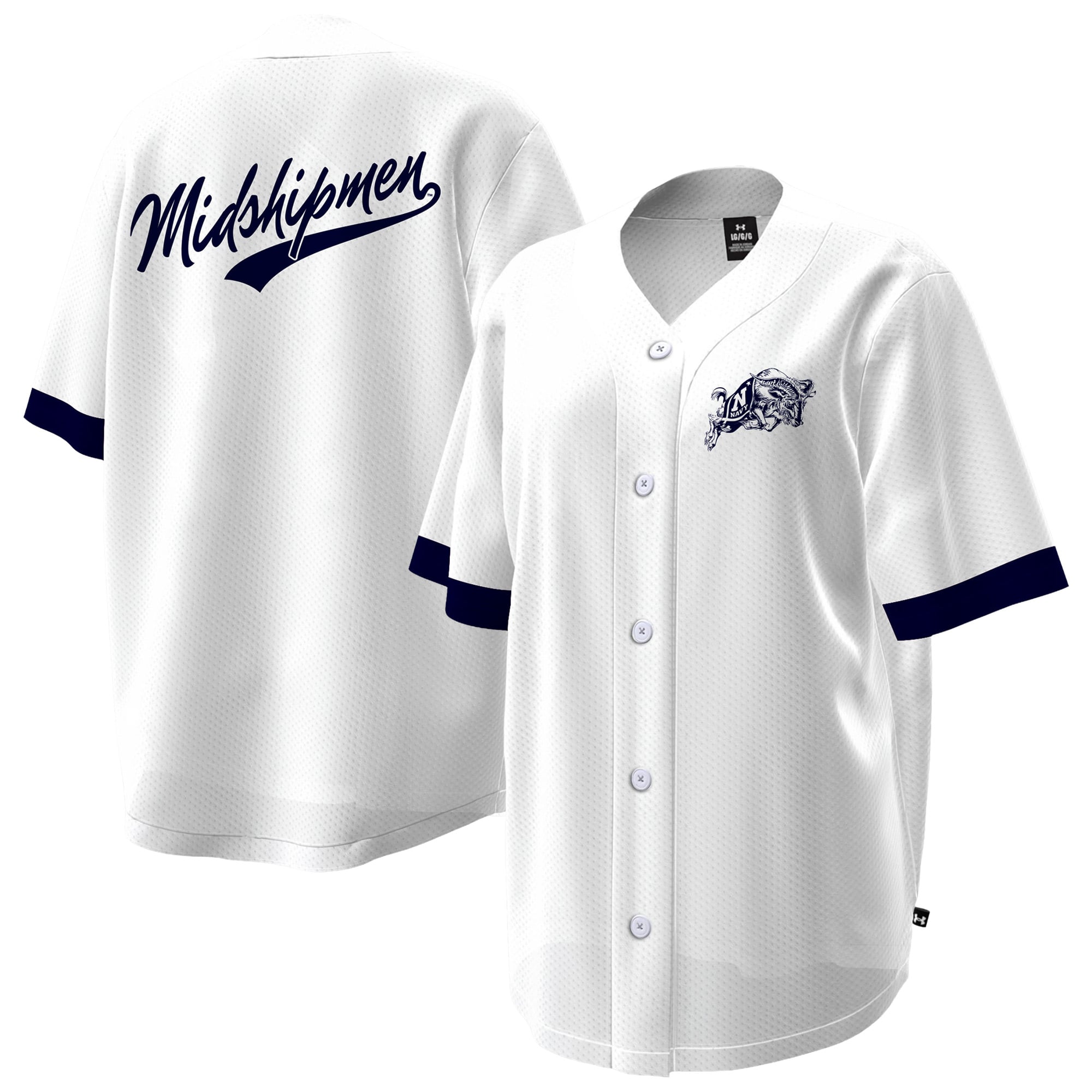 Women's Under Armour White Navy Midshipmen Baseball Jersey