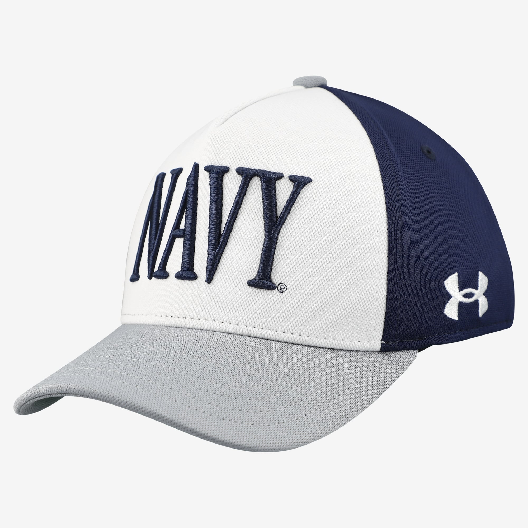 Casquette ajustable Under Armour Midshipmen Blitzing Accent blanche/grise marine pour jeunes