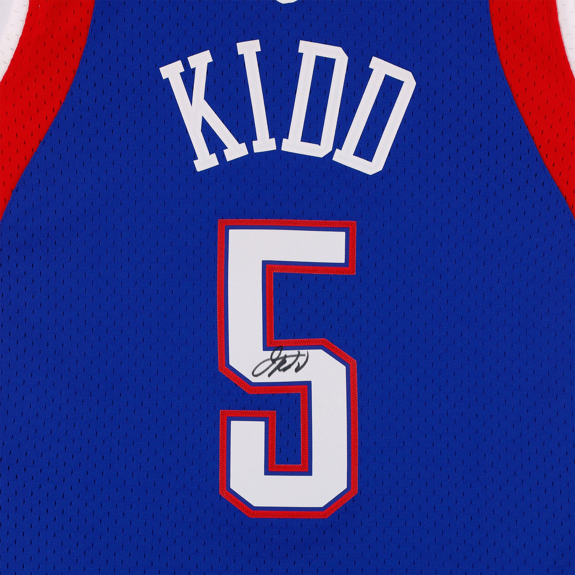 Maillot Swingman bleu Mitchell & Ness autographié par Jason Kidd, joueur All-Star de la NBA, porté lors du All-Star Game 2004.