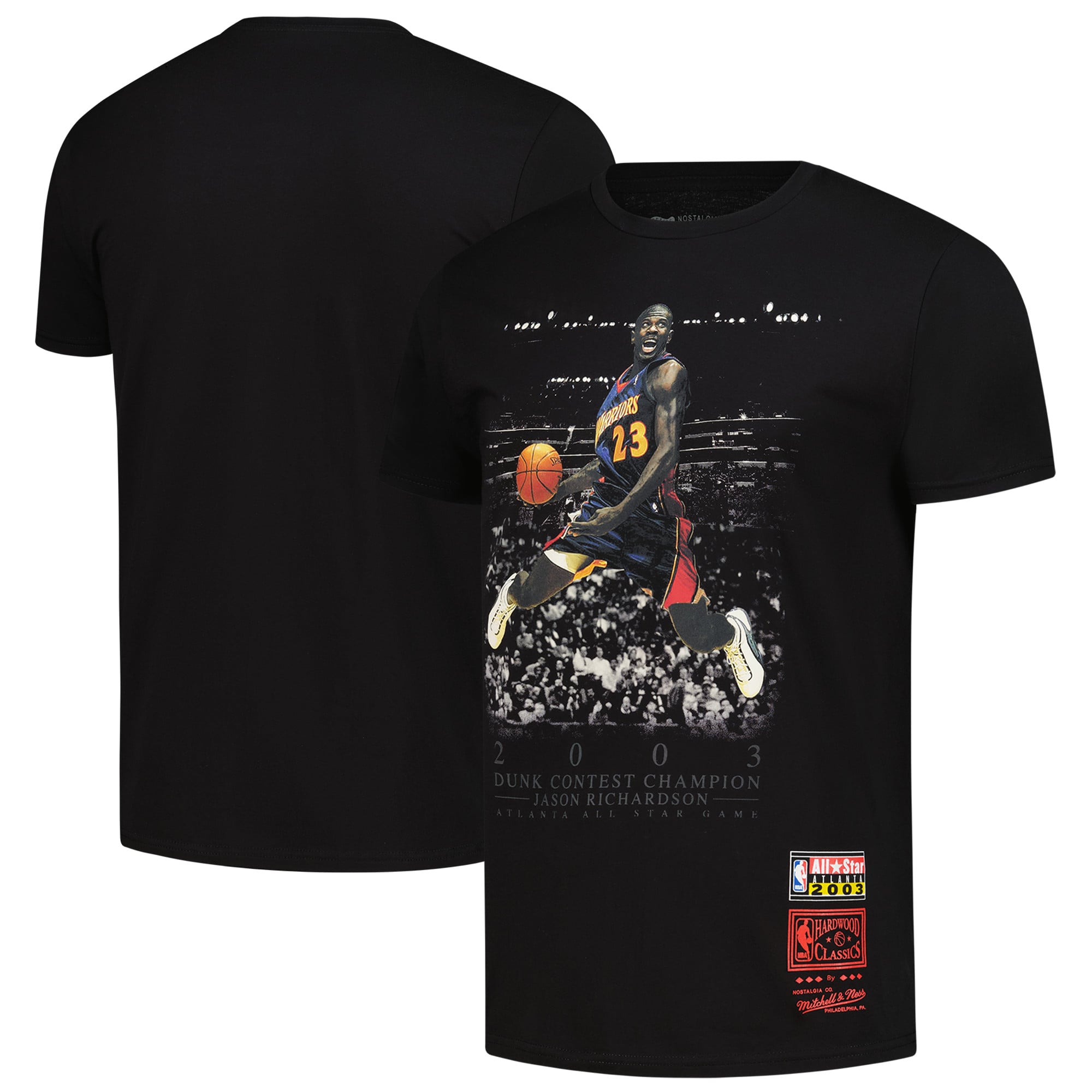 T-shirt Mitchell & Ness Jason Richardson noir pour homme, champion du concours de dunks NBA All-Star Game Hardwood Classic 2003