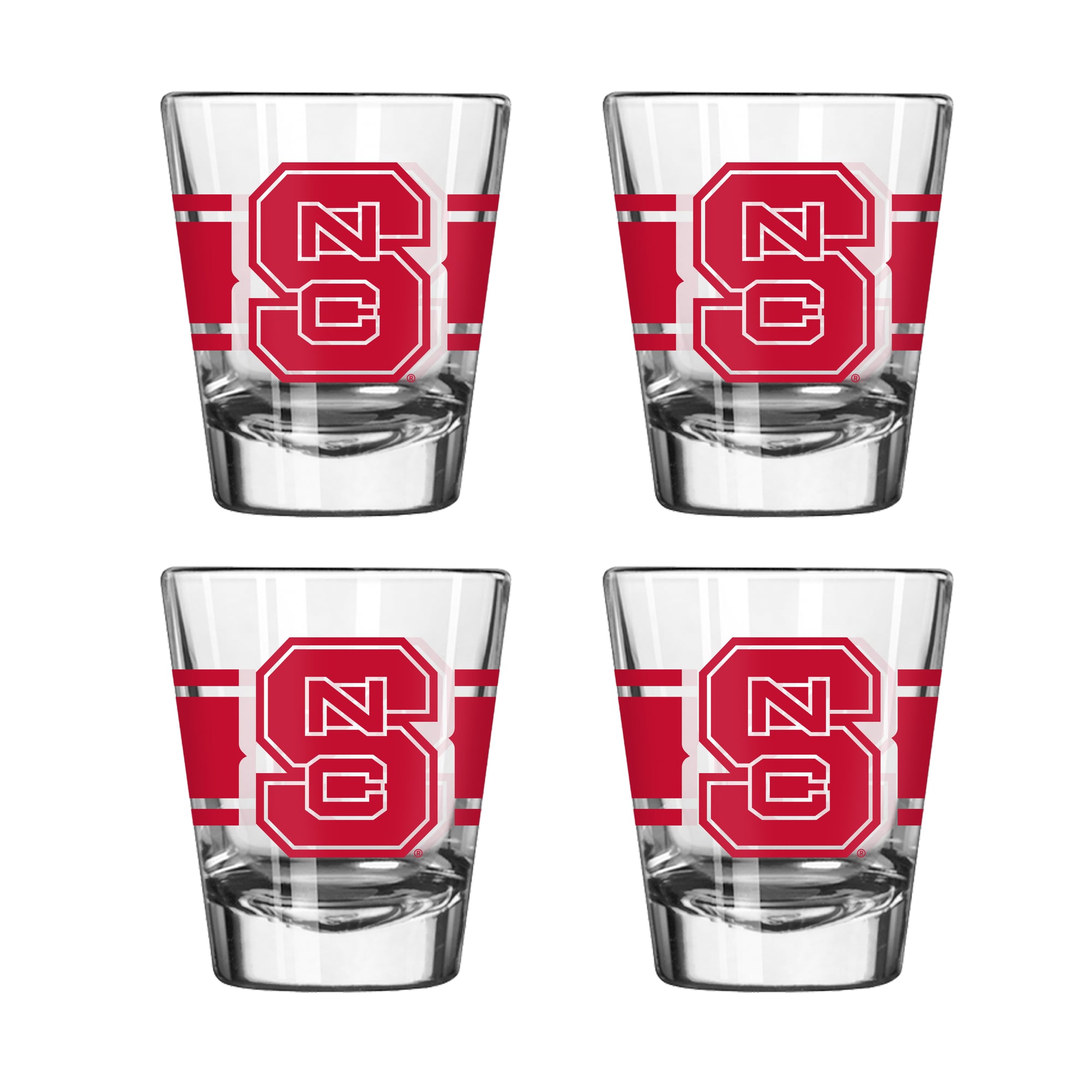 Ensemble de quatre verres à shot rayés Logo Brands NC State Wolfpack