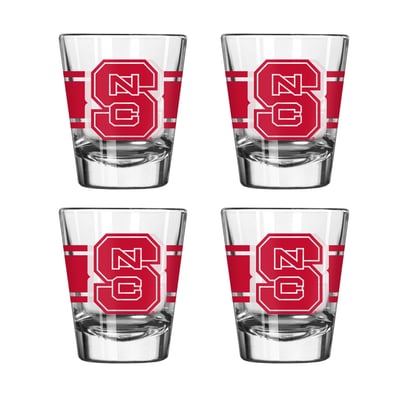 NC State Wolfpack Logo Brands Four-Piece Stripe Shot Glass Set