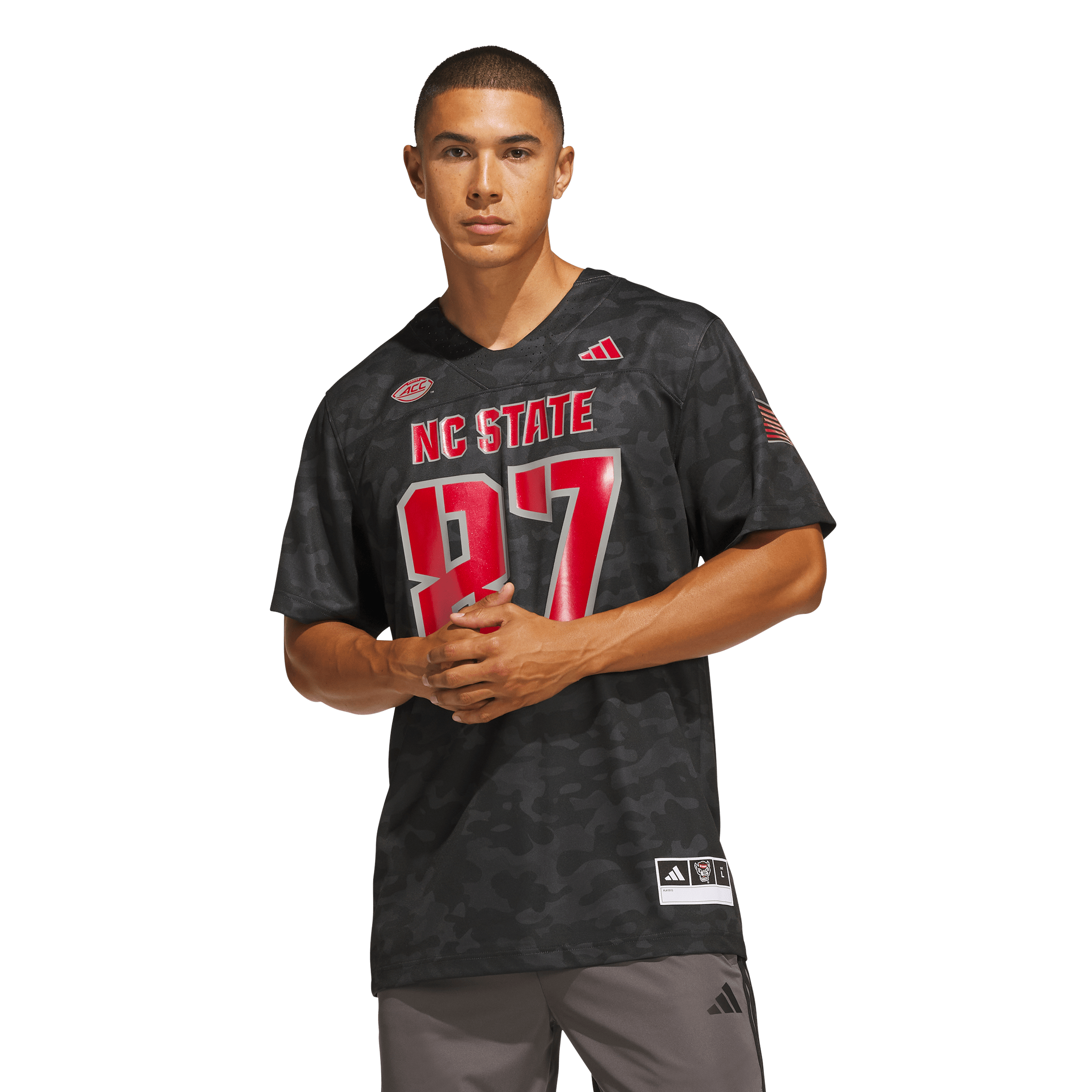 Men's adidas #87 Black NC State Wolfpack Honor & Support Premier Strategy Jersey